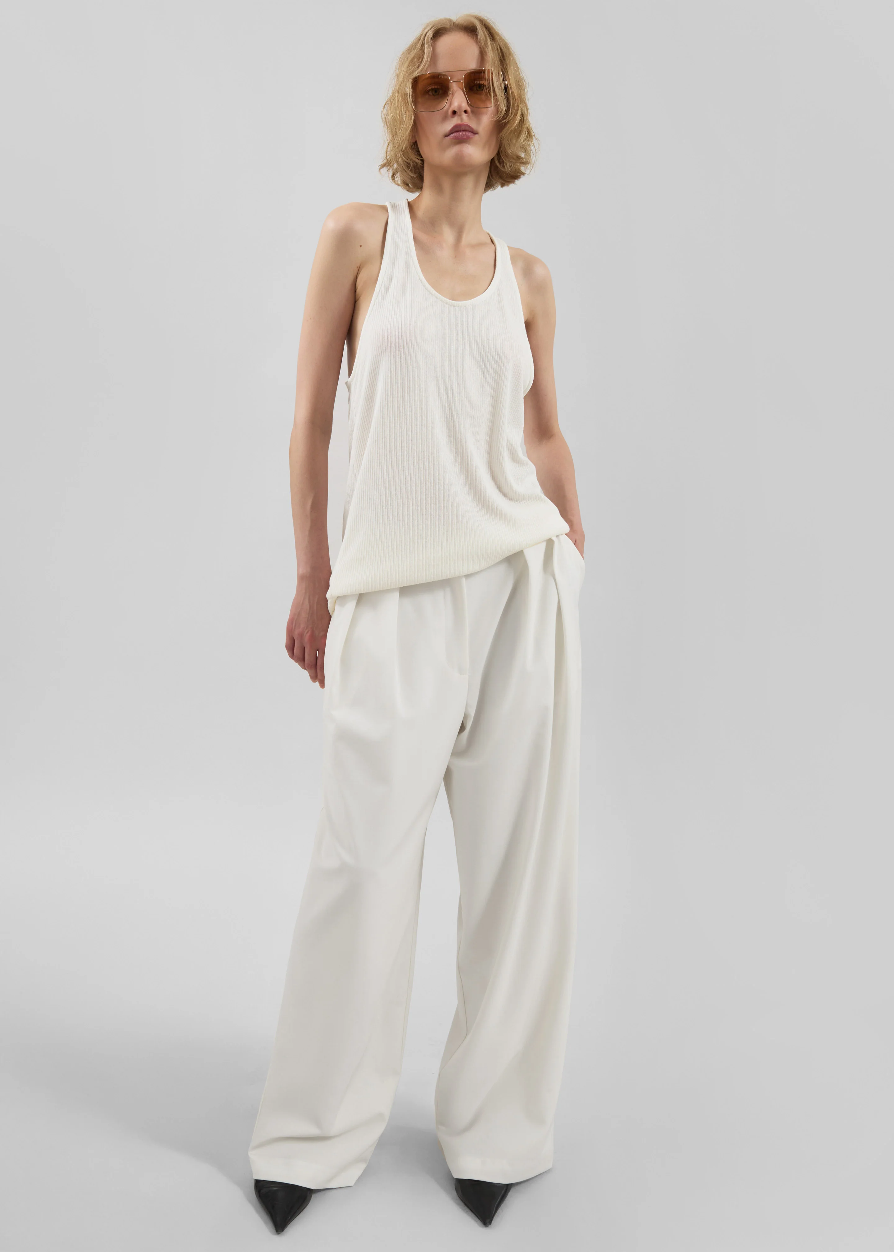 Ripley Pleated Trousers - Ivory - Image 4
