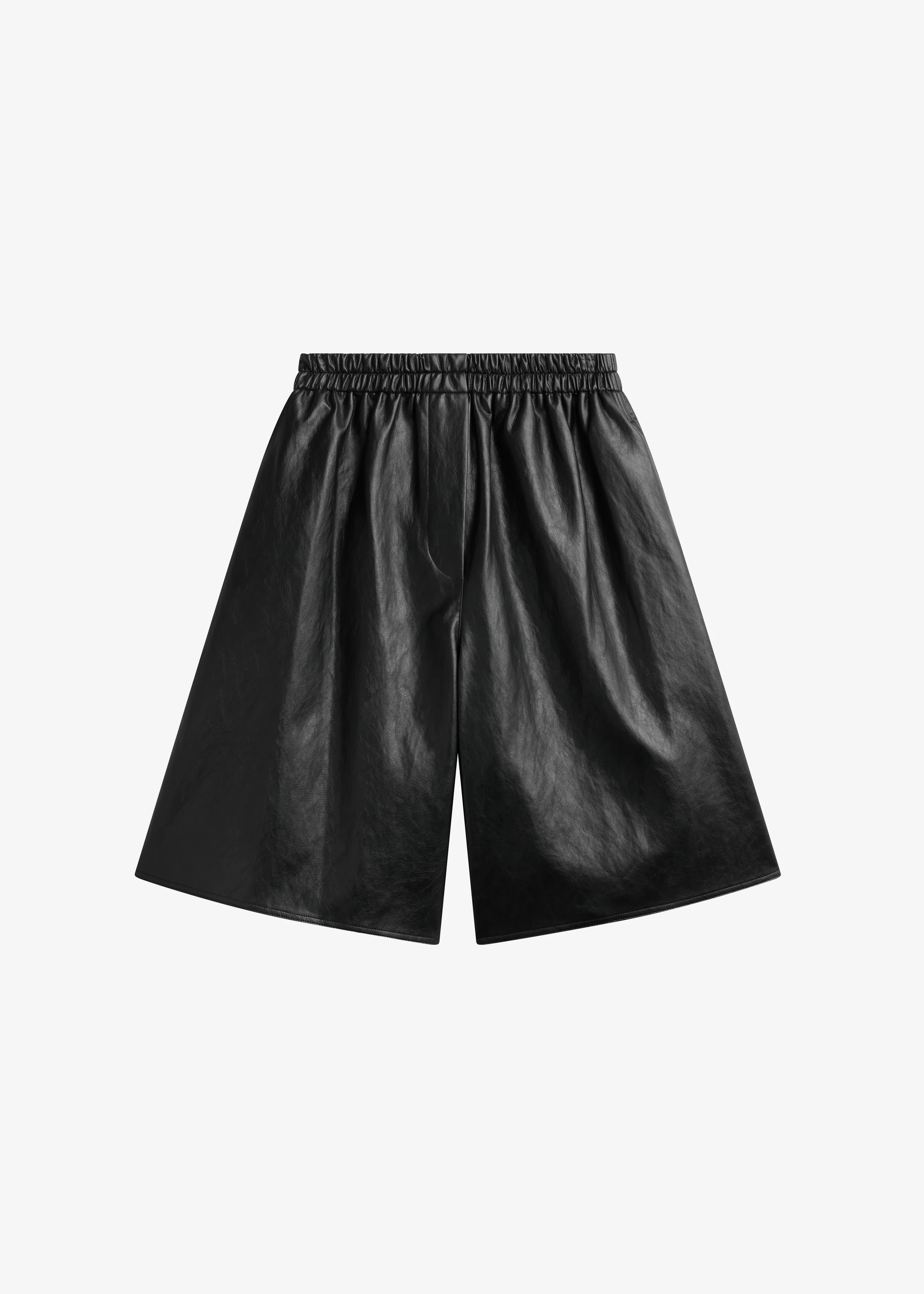 Risarven Faux Leather Bermuda Shorts - Black - Image 9