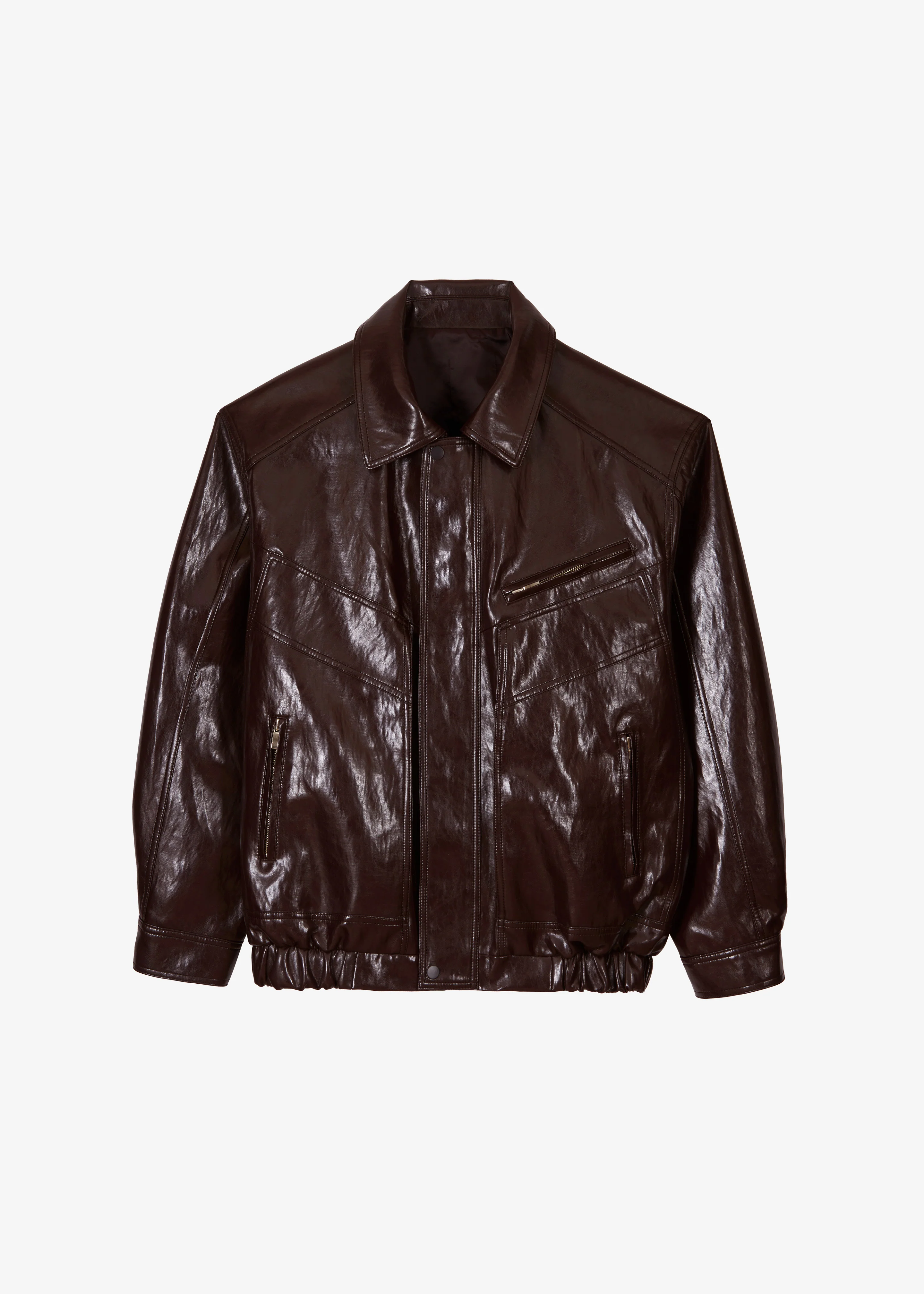 Risner Faux Leather Jacket - Burgundy - Image 8