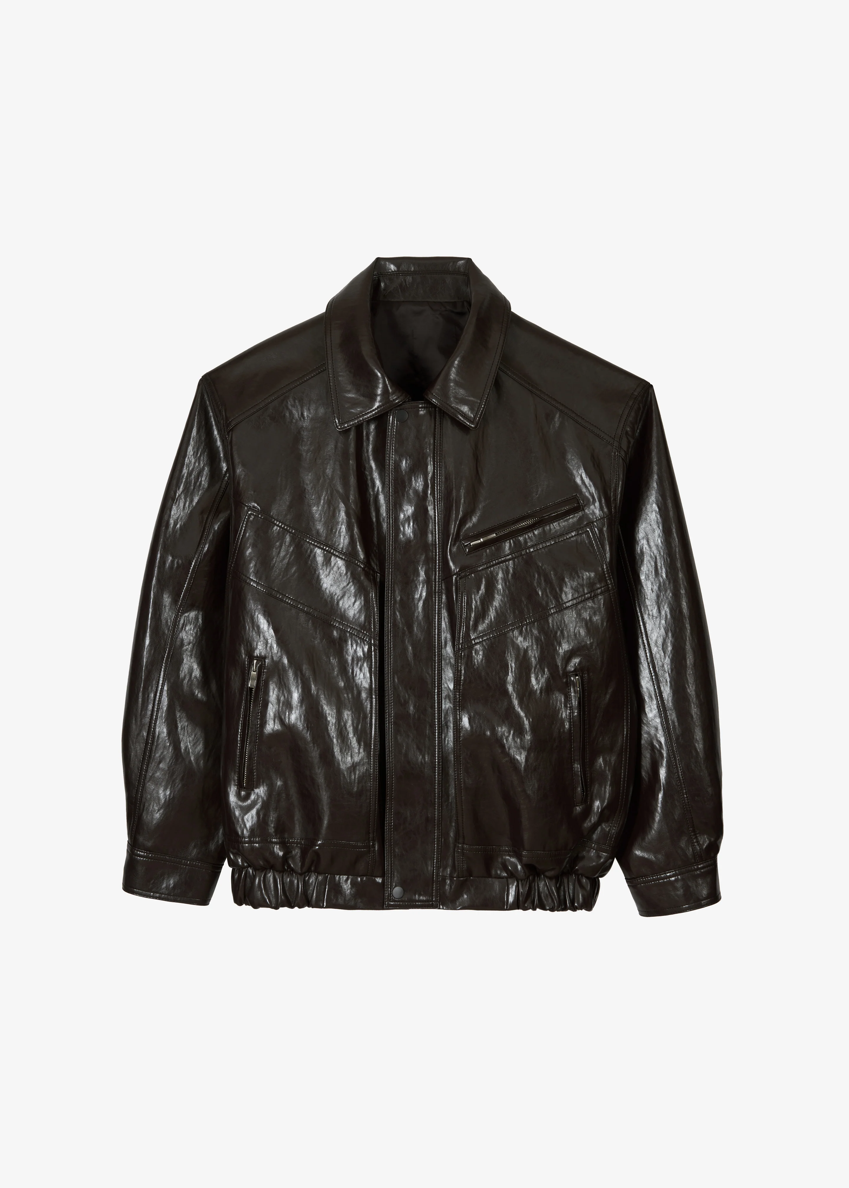 Risner Faux Leather Jacket - Dark Brown - Image 12