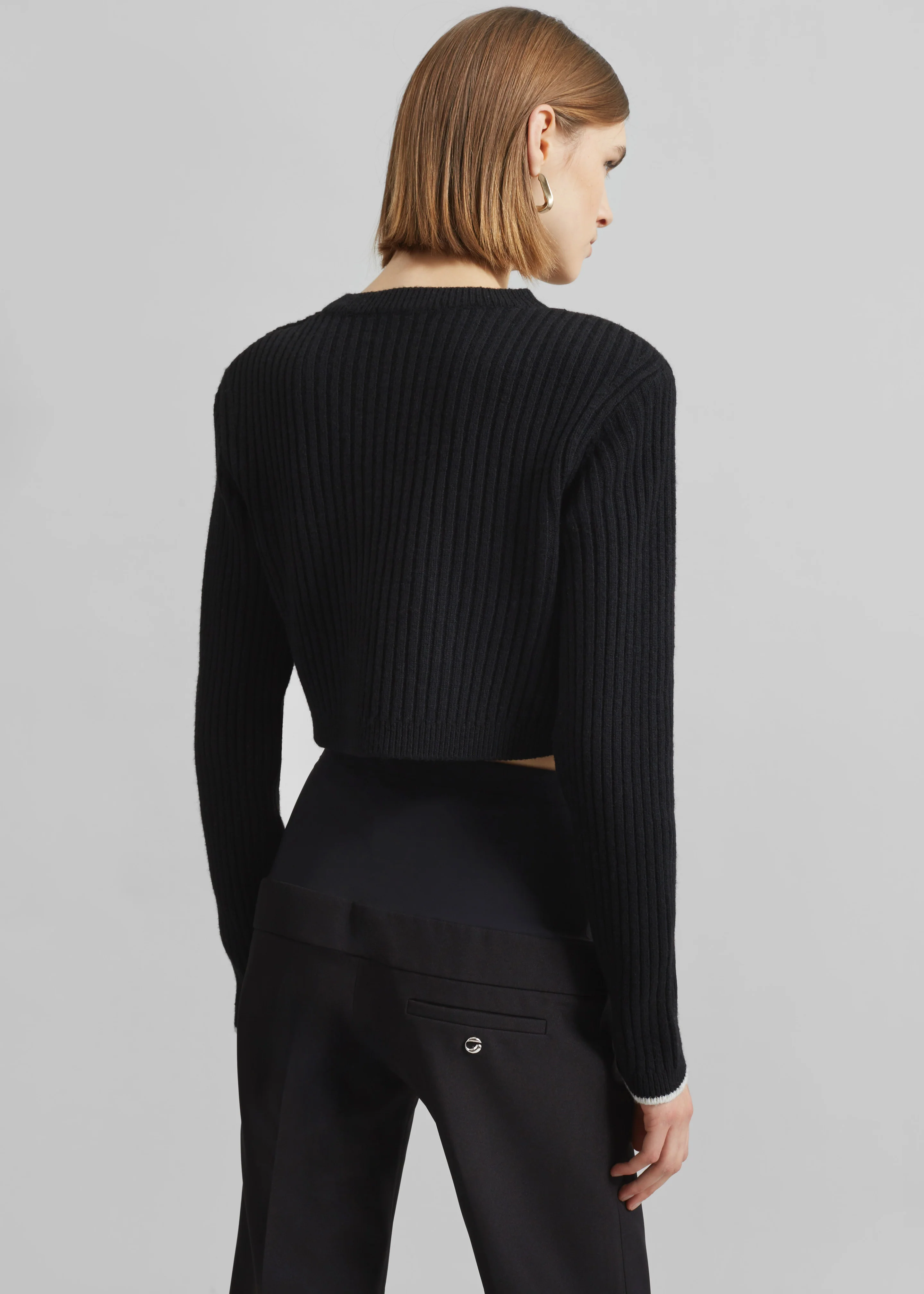 Ritsem Cropped Ribbed Wool Sweater - Black - Image 6