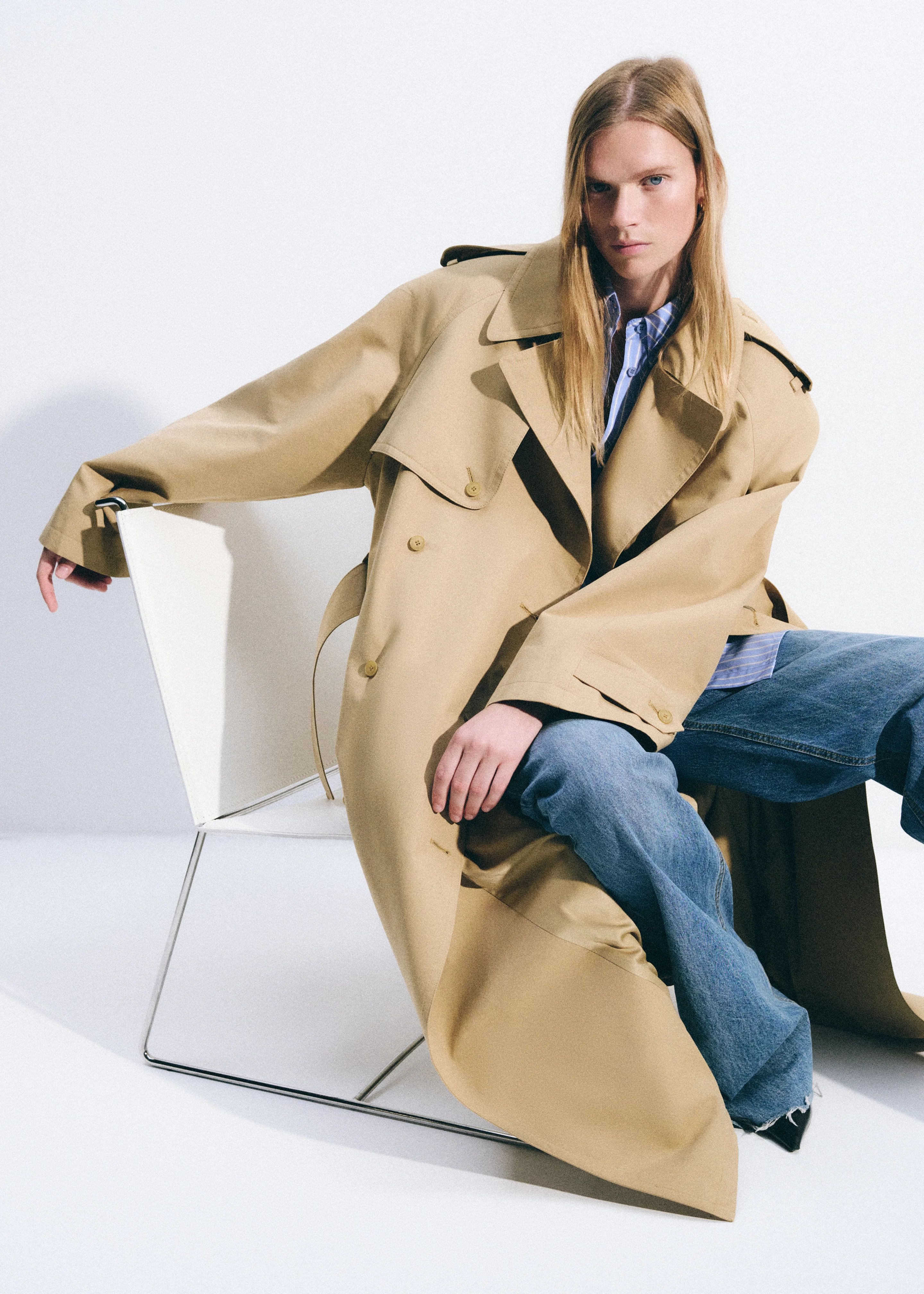 Riva Cotton Trench Coat - Camel - Image 8