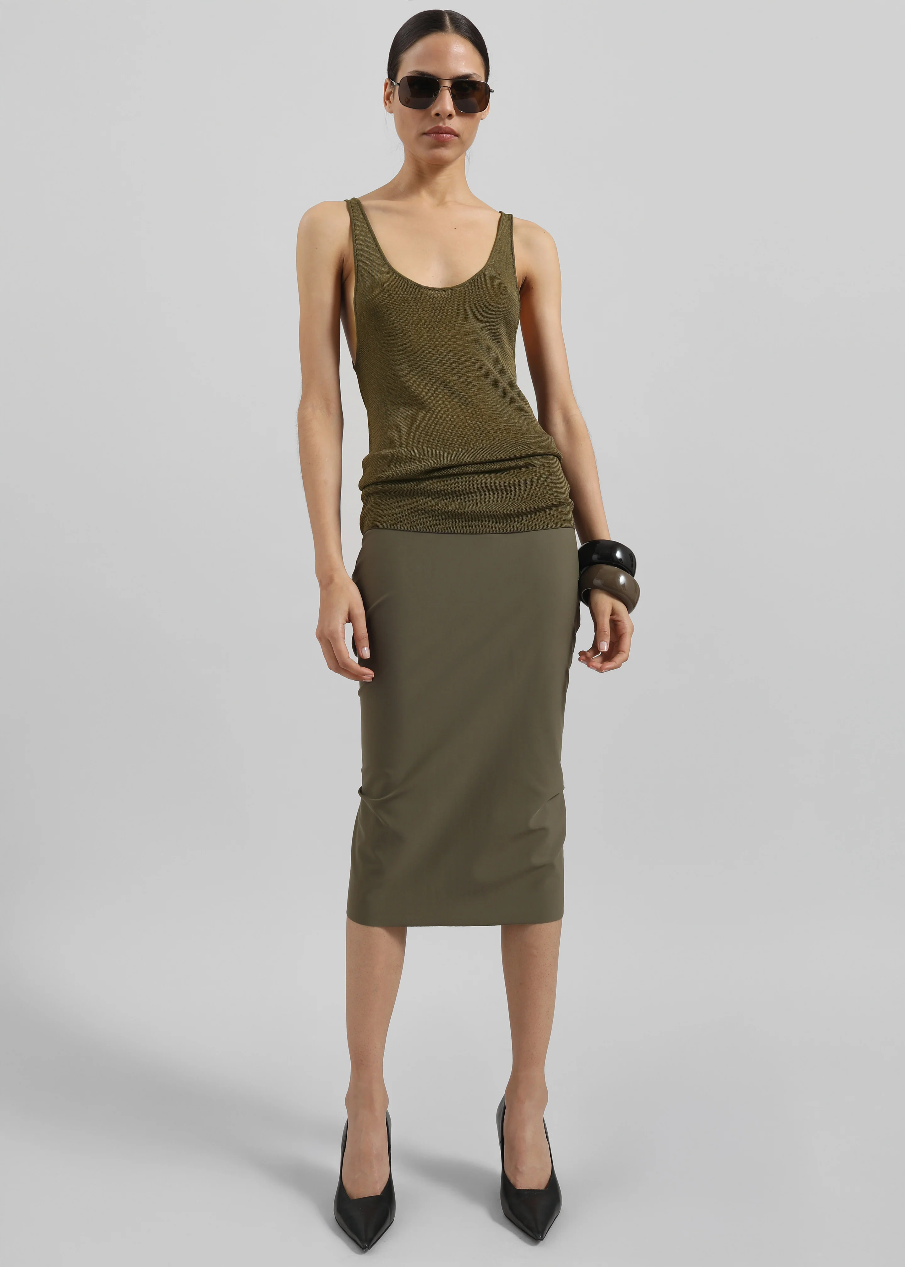 Rivo Knit Tank Top - Khaki - Image 3
