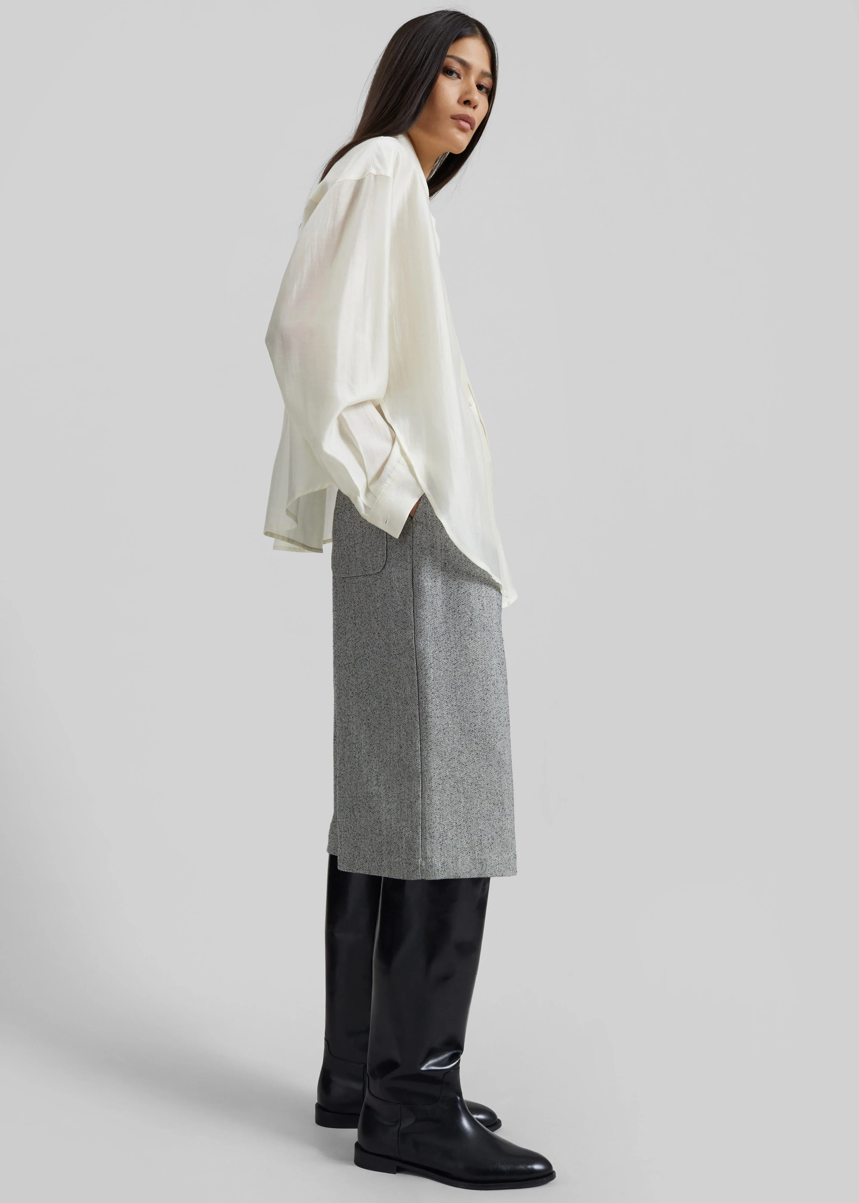 Roanne Fluid Double Shirt - Cream - Image 6