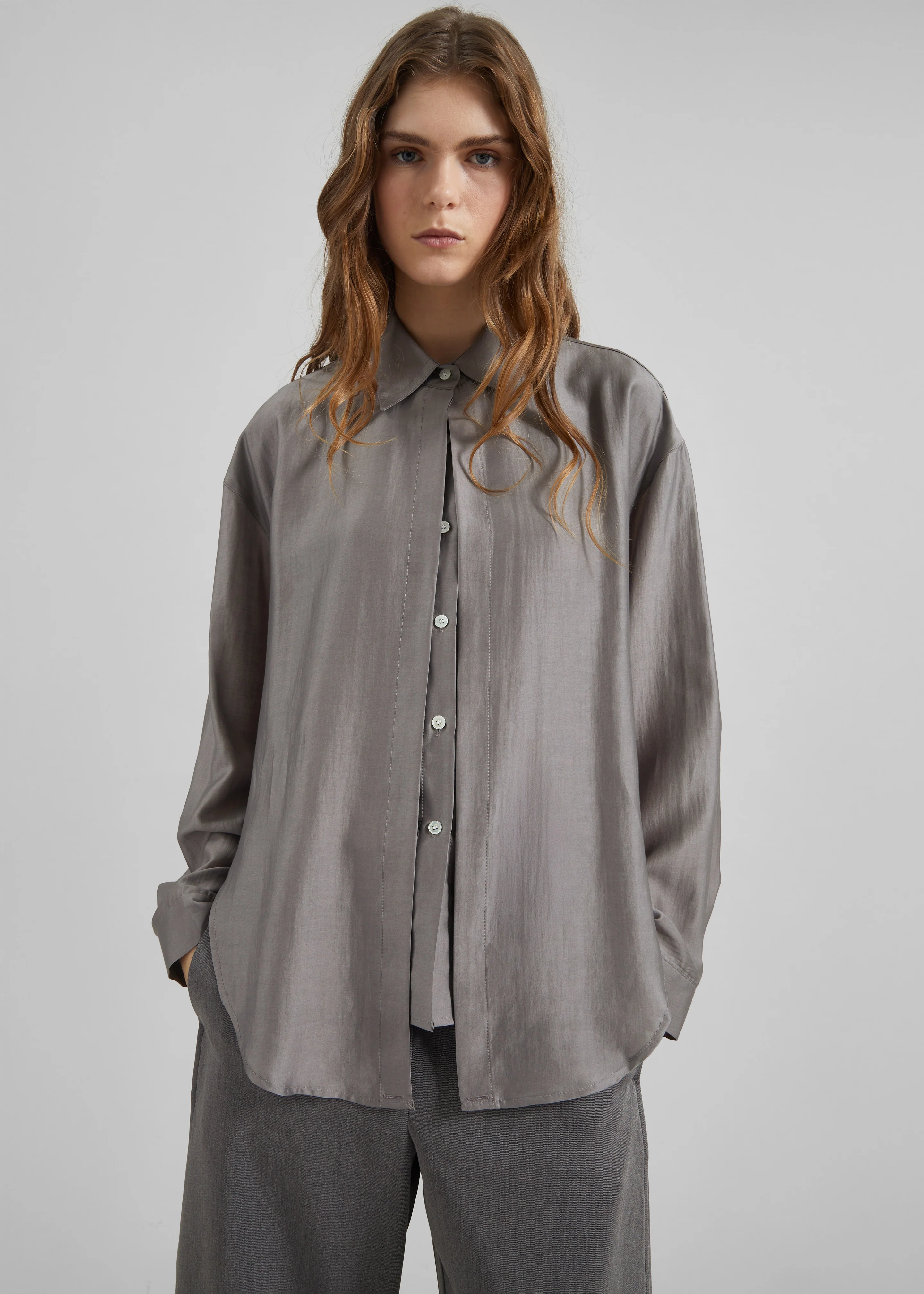 Roanne Fluid Double Shirt - Steel Grey - Image 4