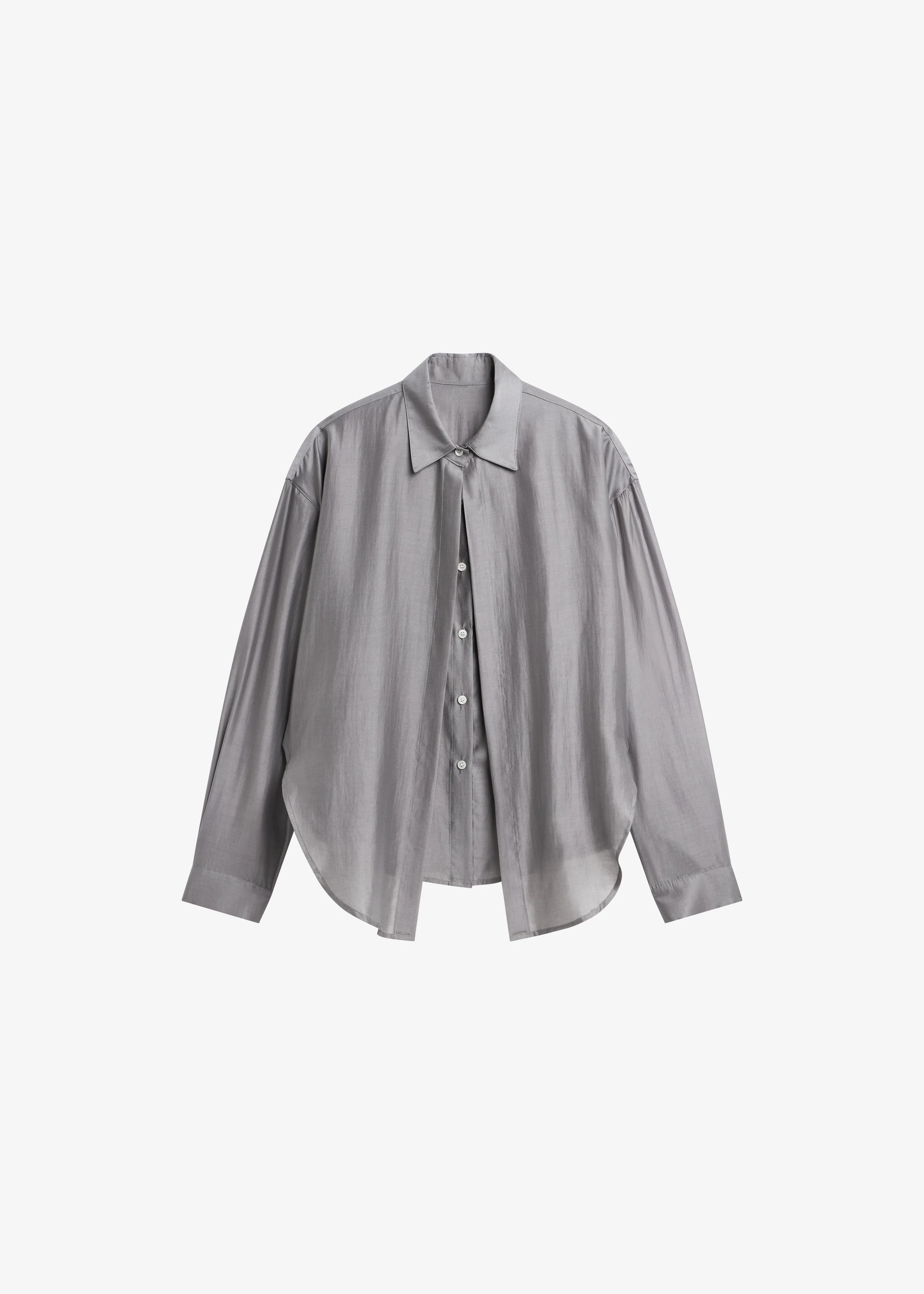 Roanne Fluid Double Shirt - Steel Grey - Image 6