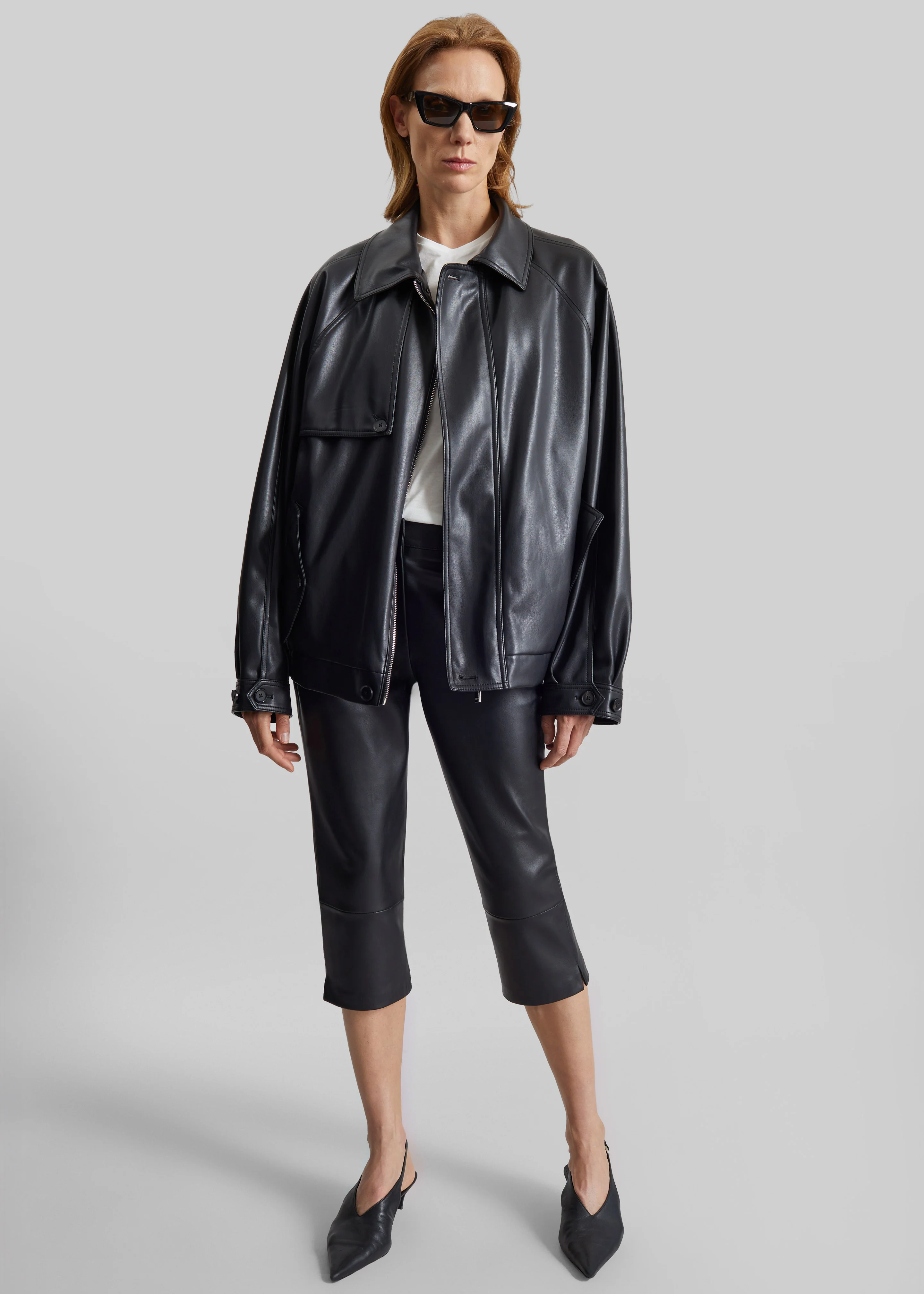 Roisin Faux Leather Jacket - Black - Image 11