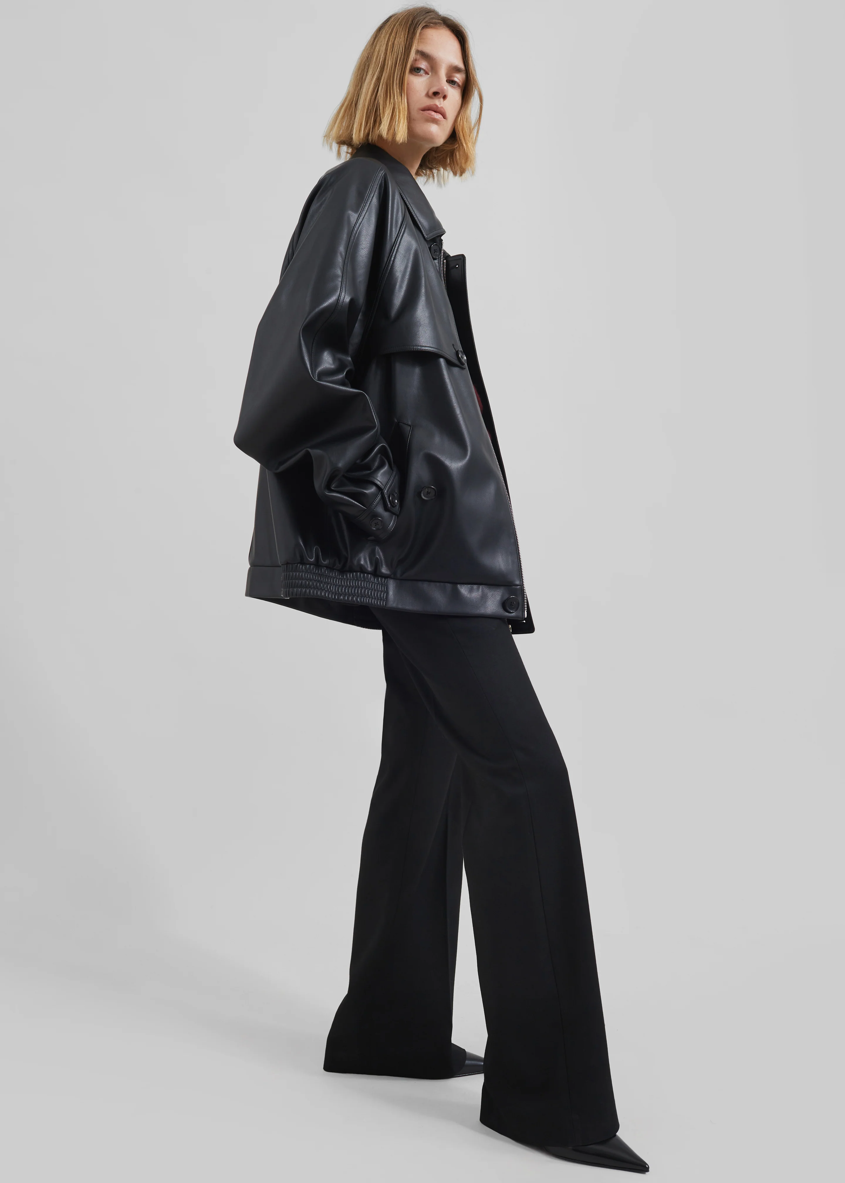 Roisin Faux Leather Jacket - Black - Image 3
