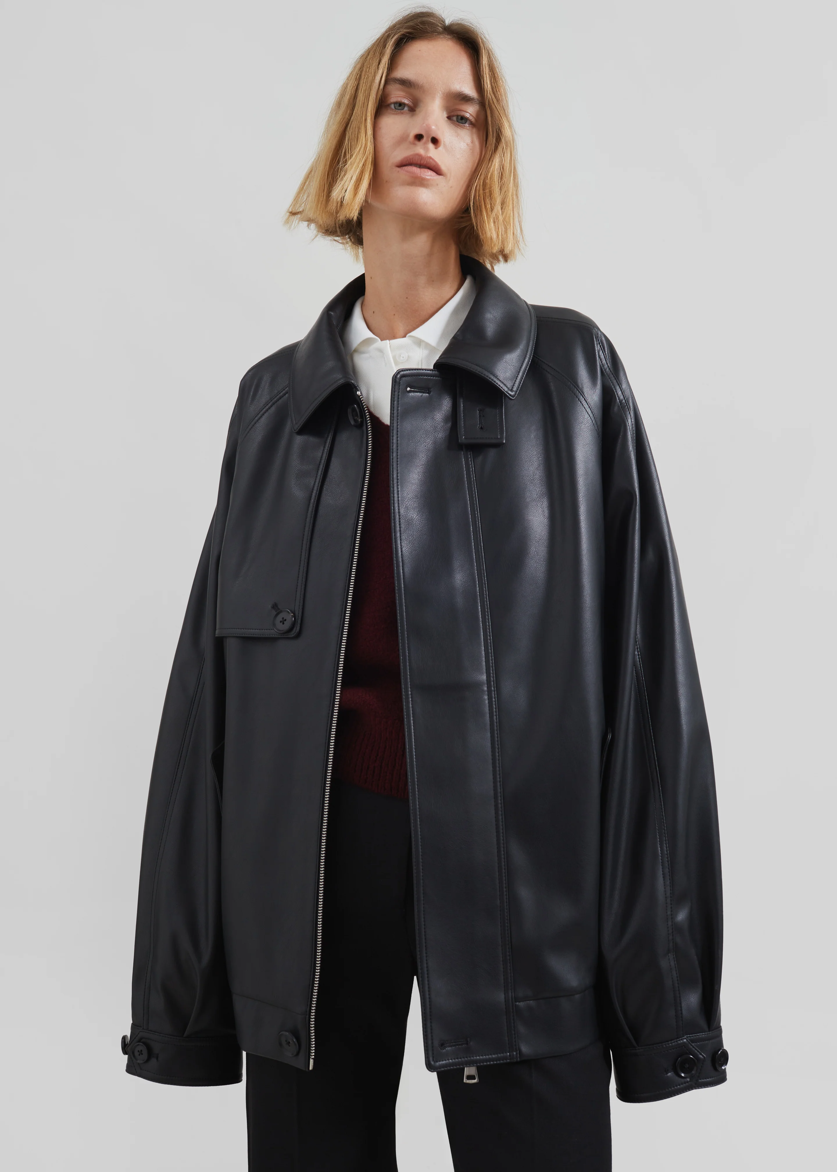 Roisin Faux Leather Jacket - Black - Image 6