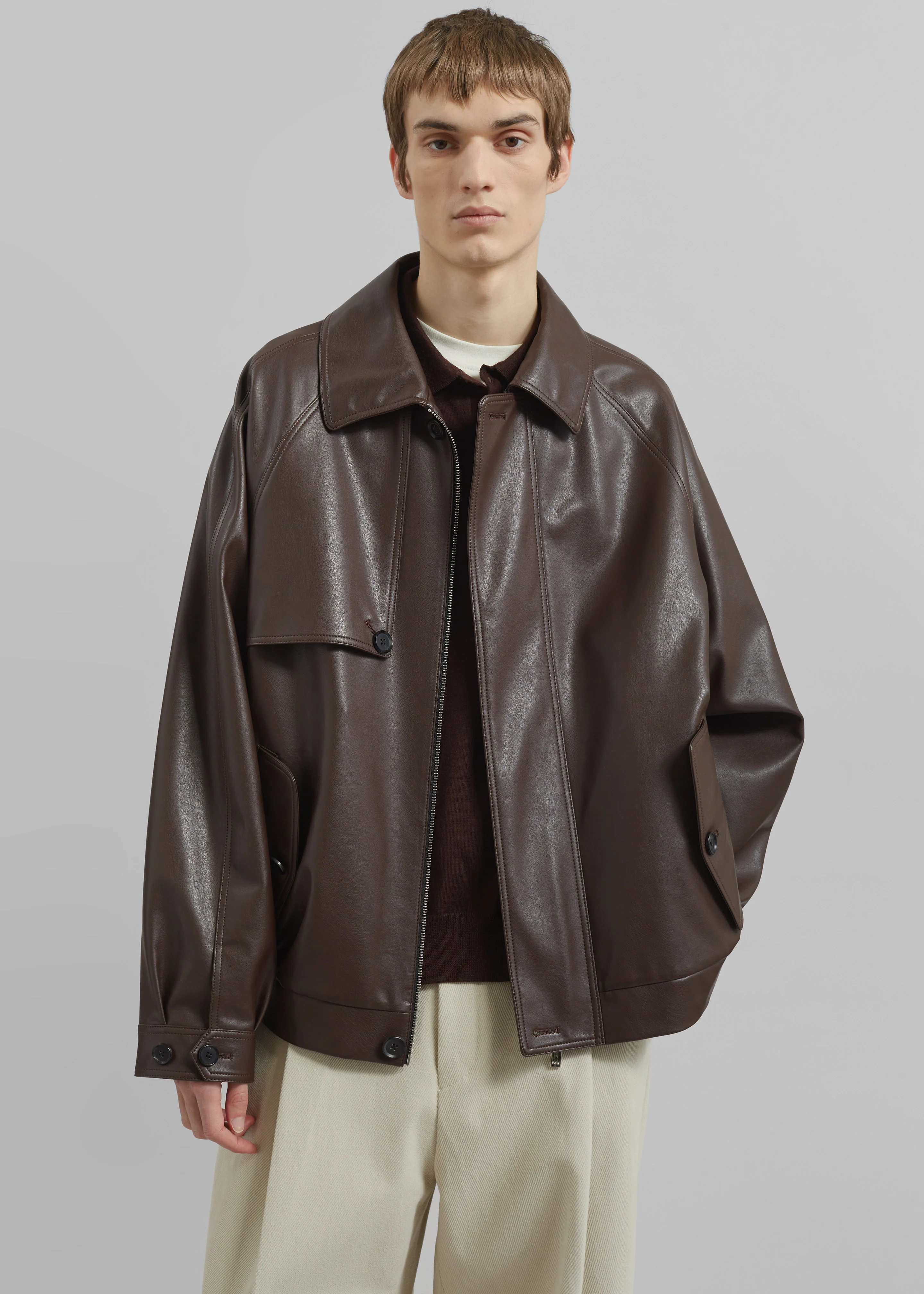 Roisin Faux Leather Jacket - Brown - Image 2