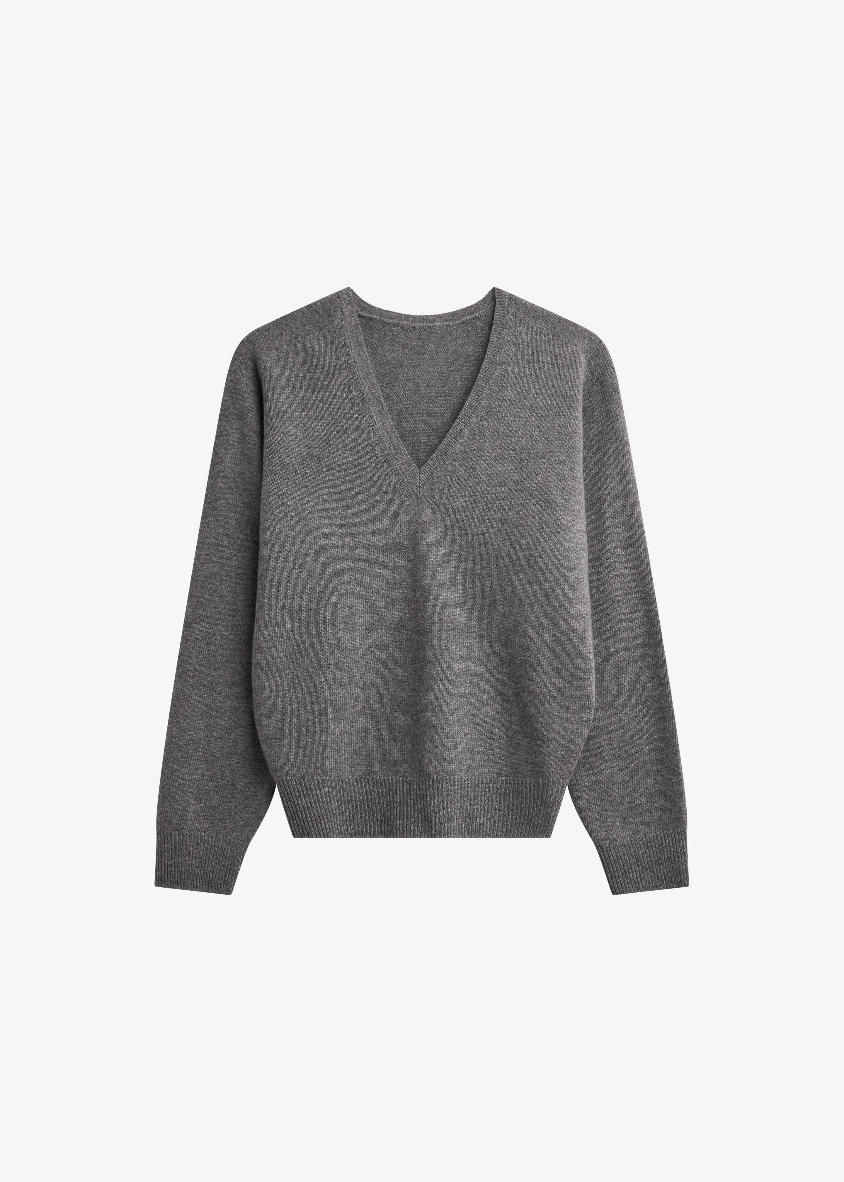 Ronse V-Neck Superfine Lambswool Sweater - Grey - Image 8