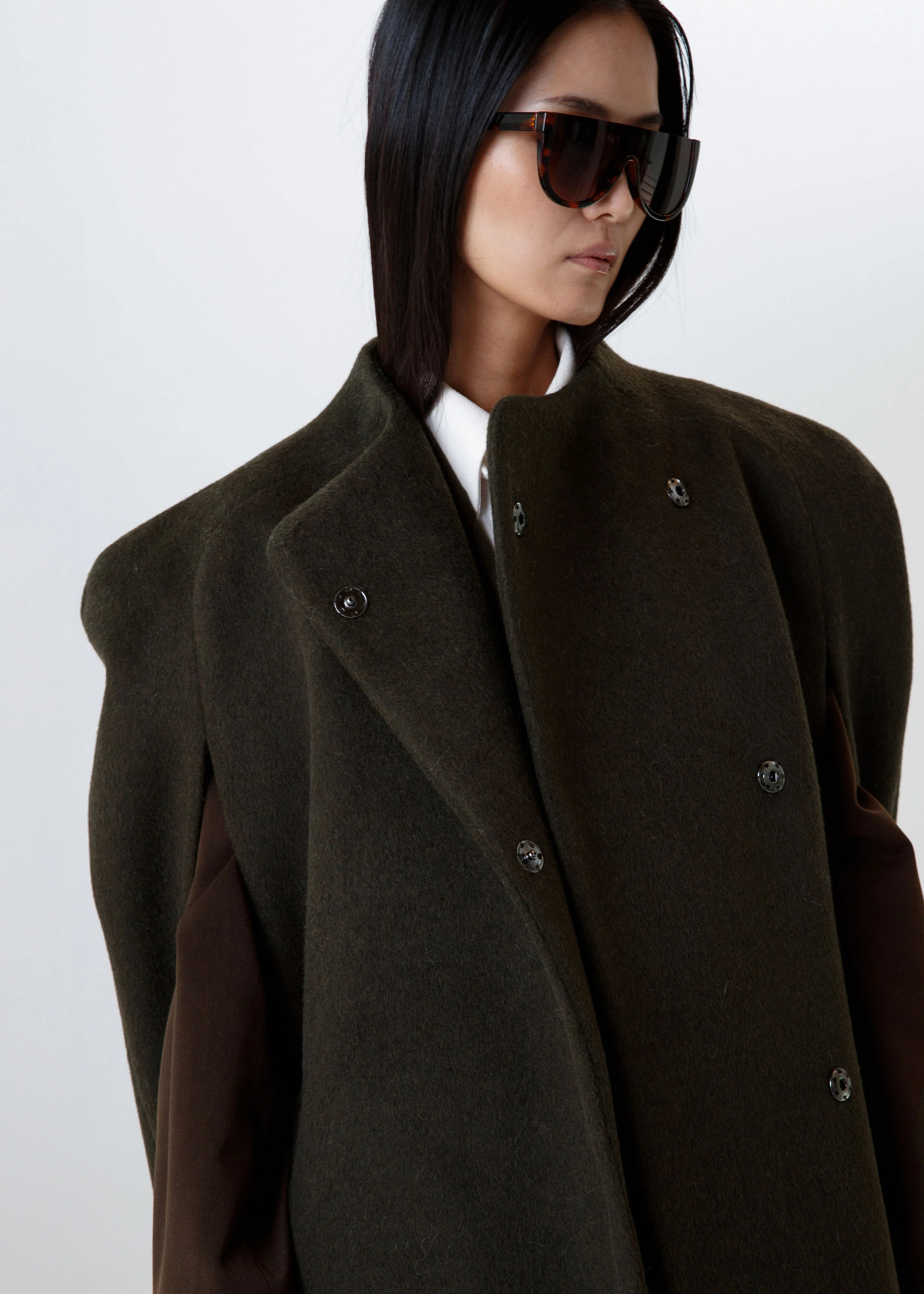 Roslev Cape Coat - Olive - Image 4