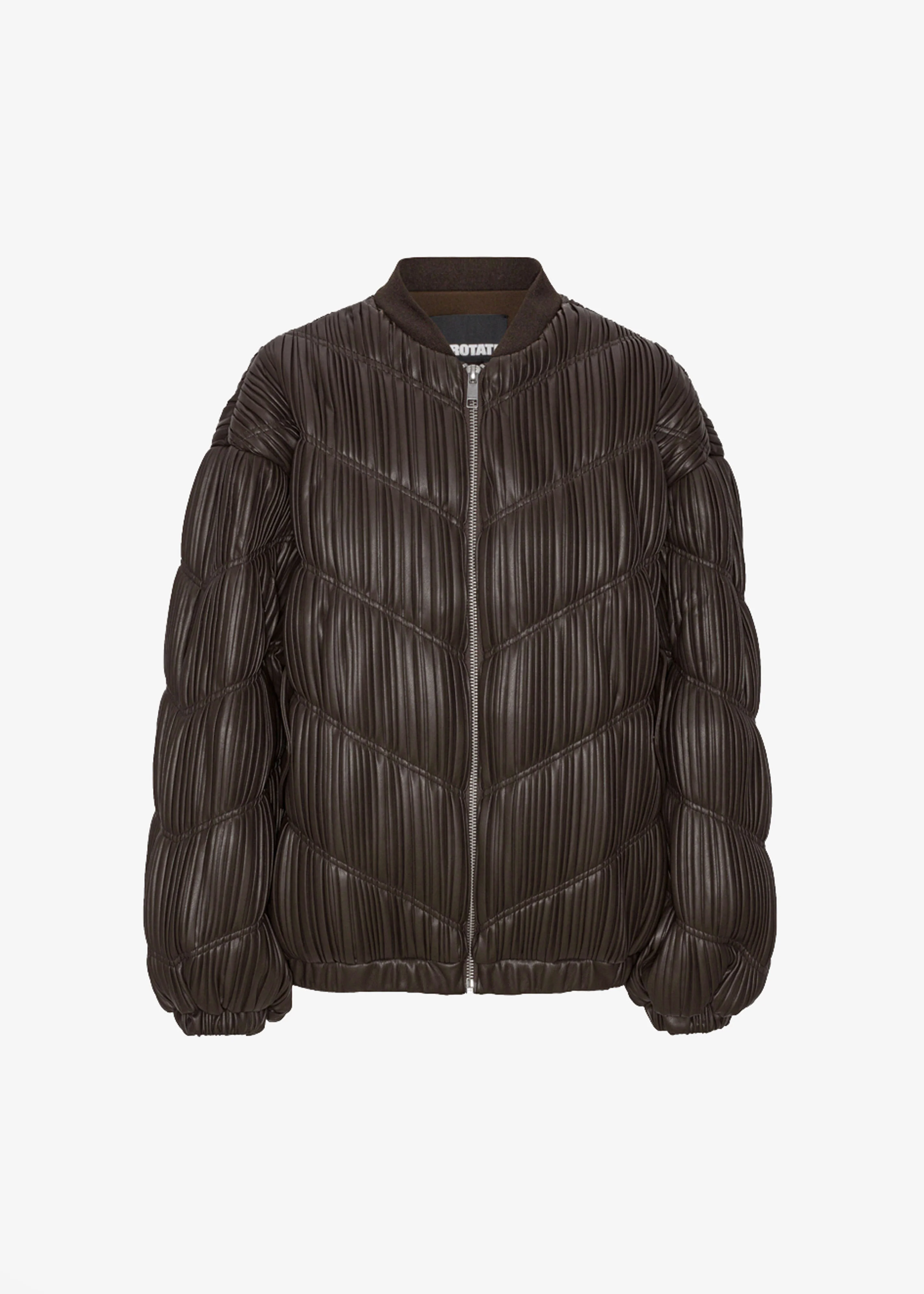 Rotate Pleated Bomber Jacket - Chocolate Brown - Image 9