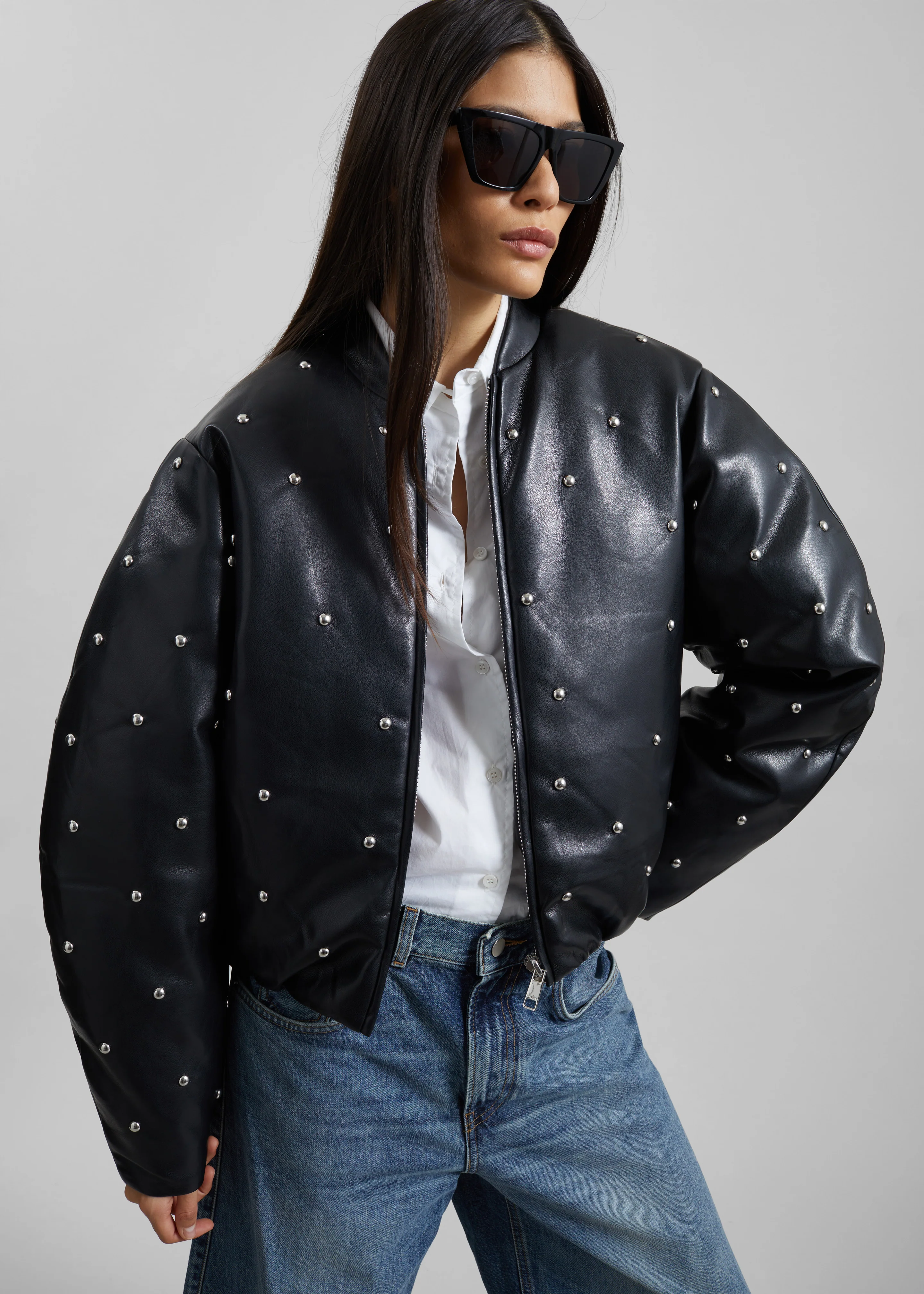 Rotate Studded Padded Jacket - Black - Image 5