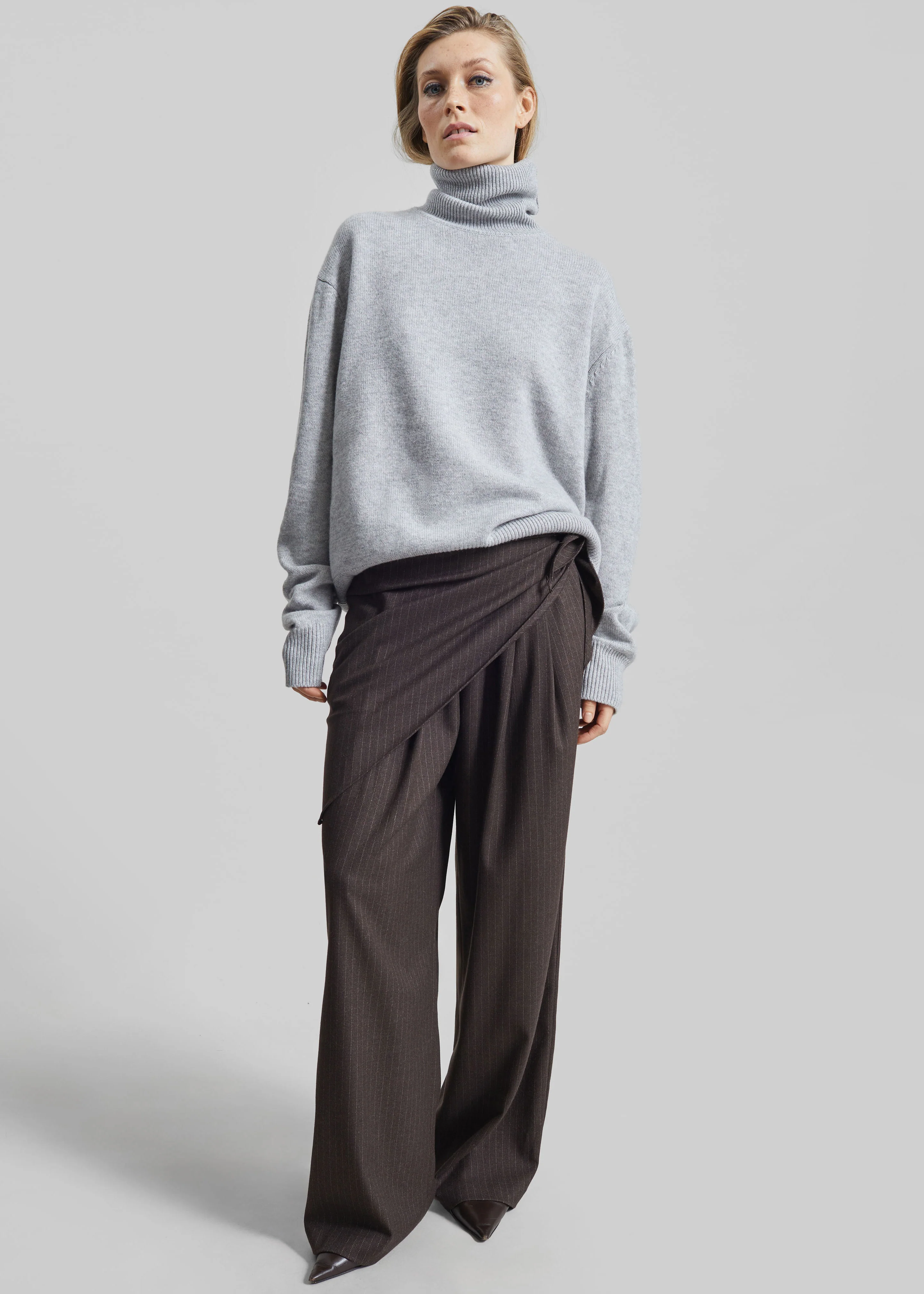 Rovigo Scarf Wrap Pants - Brown Stripe - Image 2