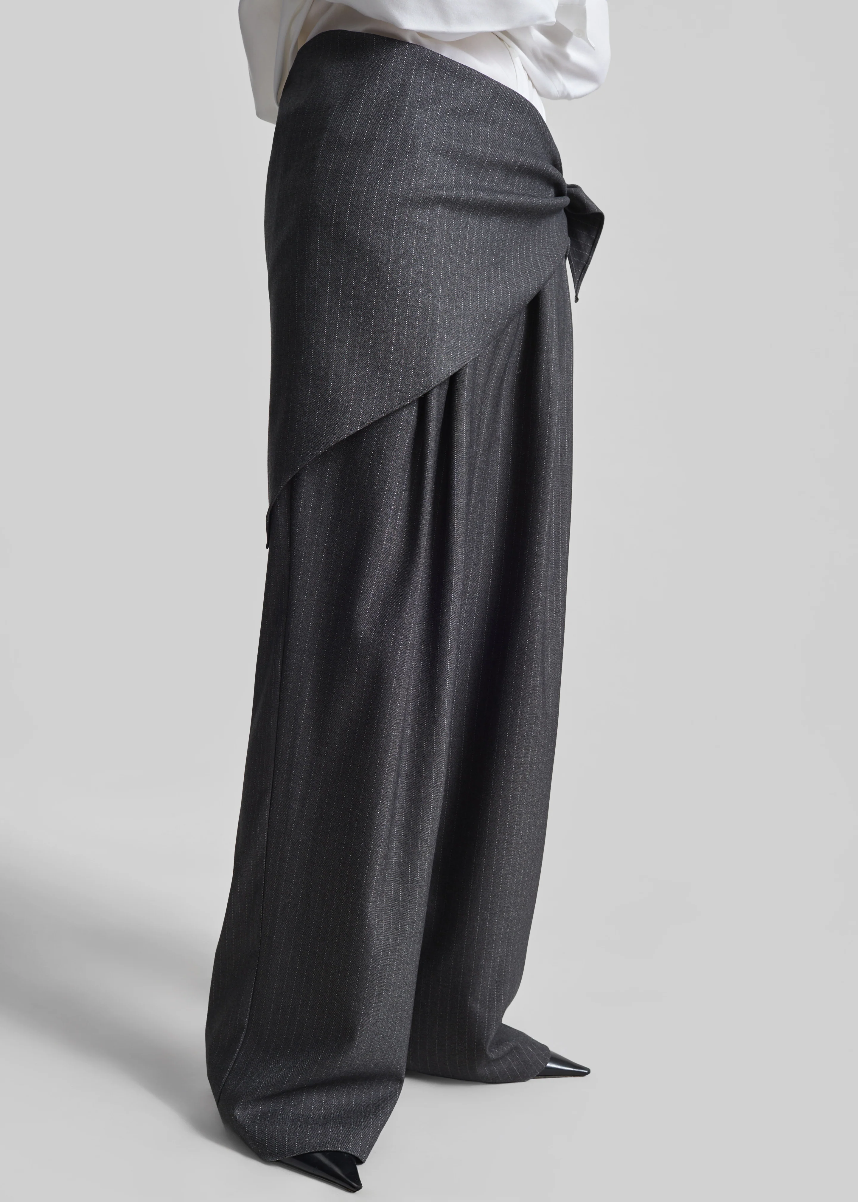 Rovigo Scarf Wrap Pants - Grey Stripe - Image 4