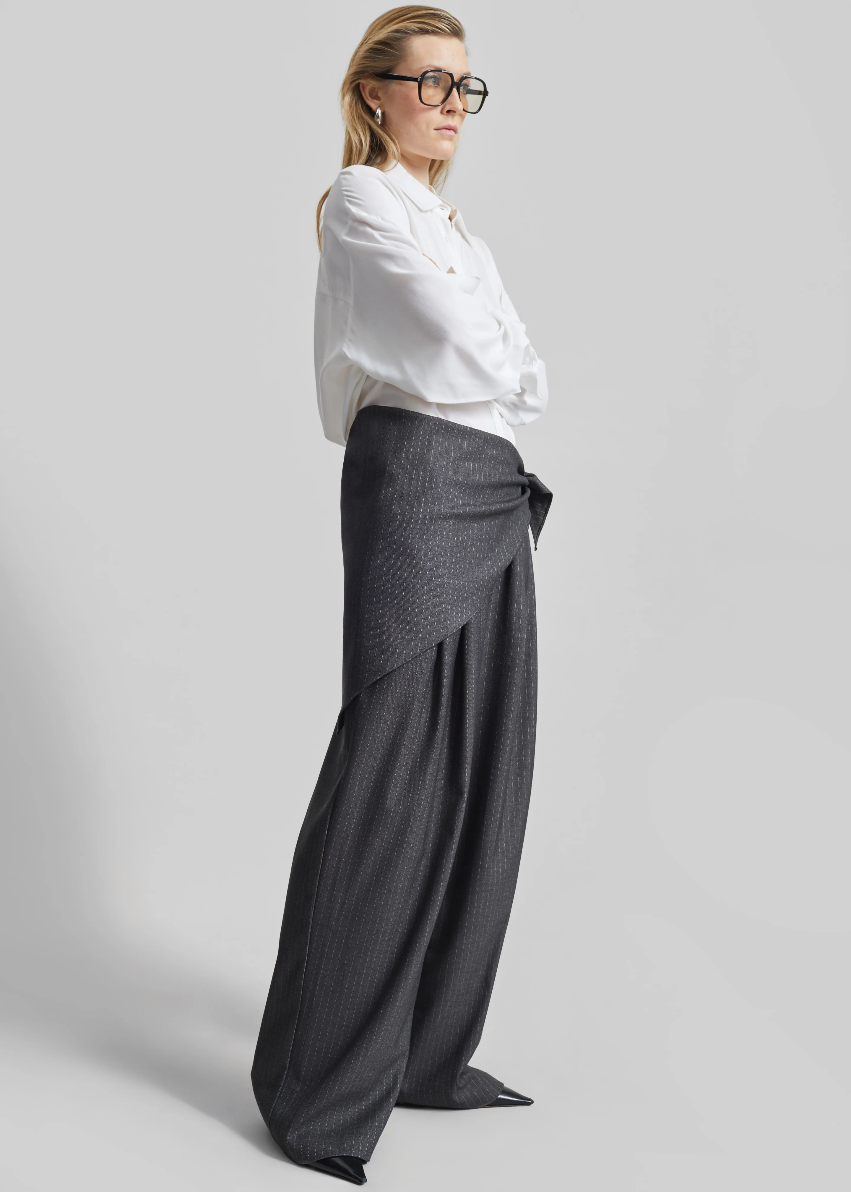 Rovigo Scarf Wrap Pants - Grey Stripe - Image 5