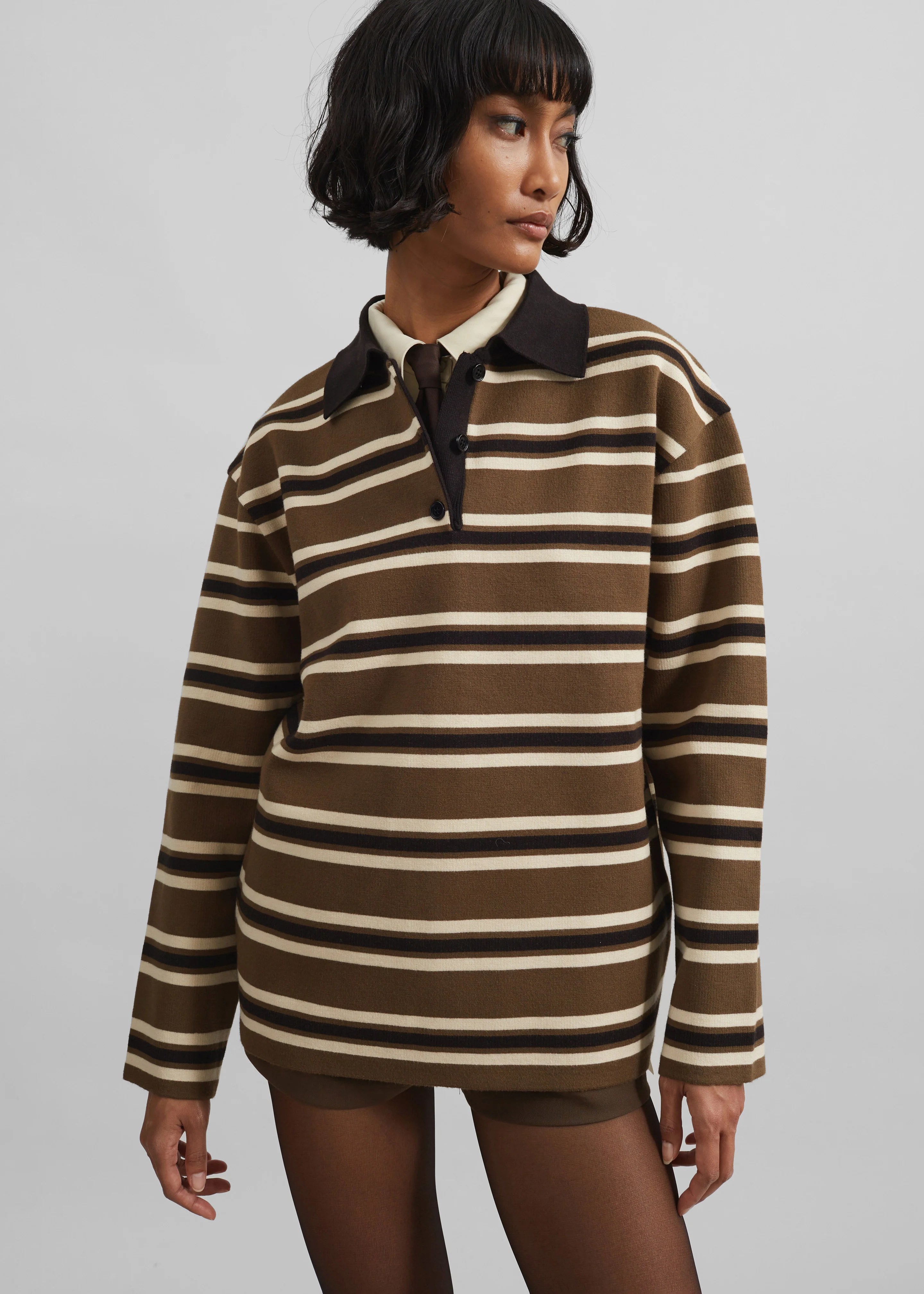 Royan Striped Polo - Khaki Multi Stripe - Image 4