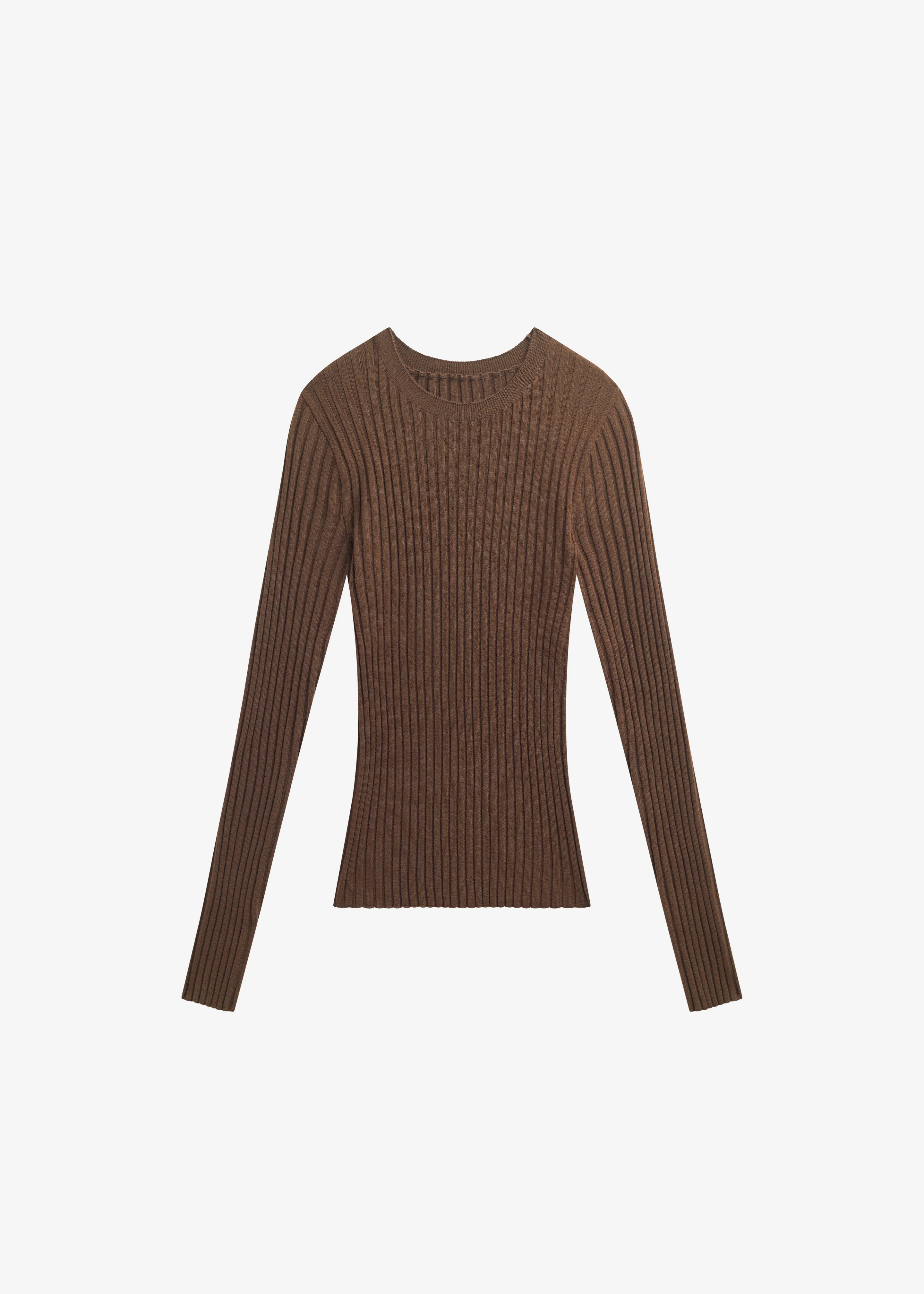 Ruan Ribbed Knit Top - Brown - Image 6