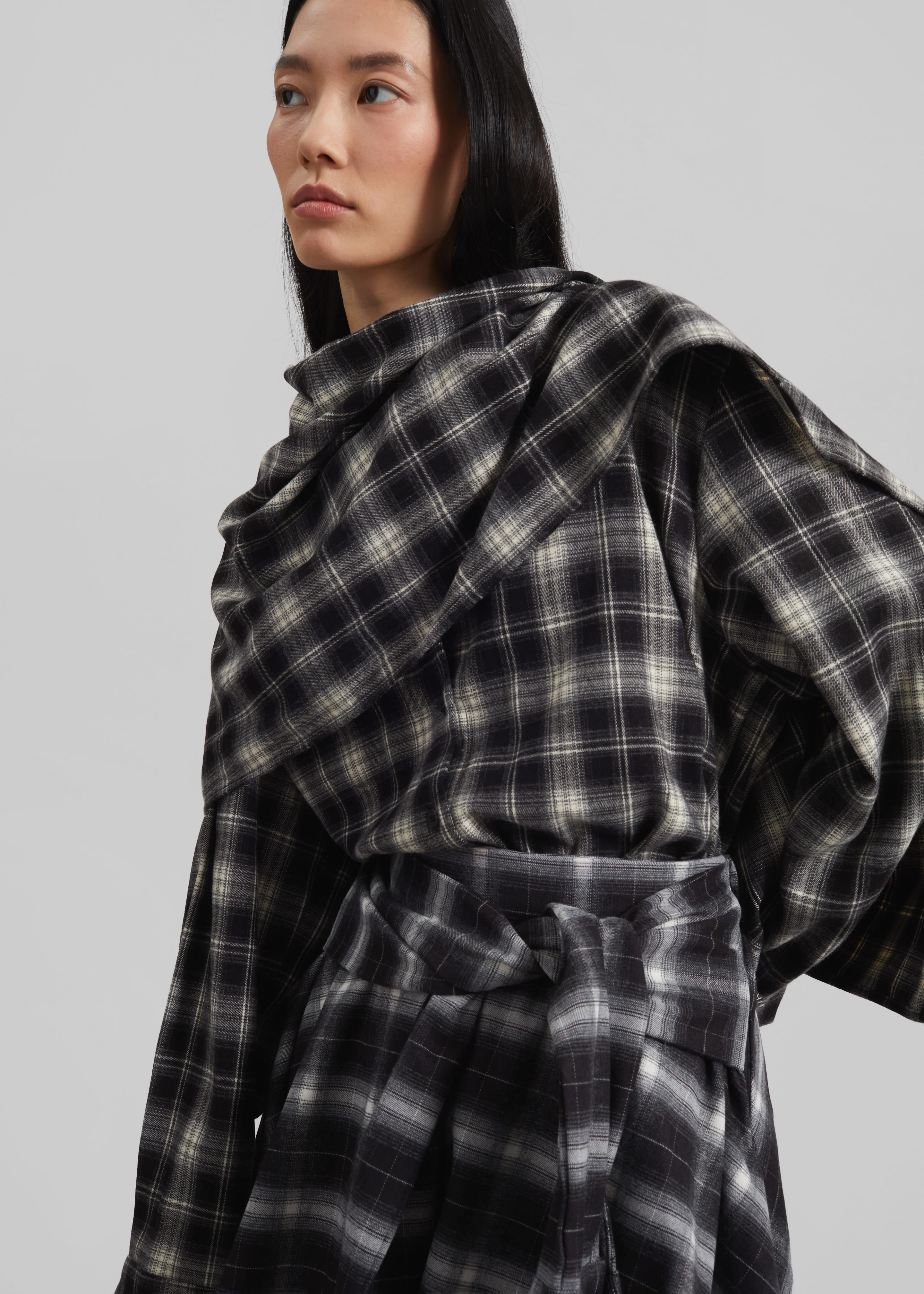 Rue Scarf Shirt - Black Plaid - Image 6