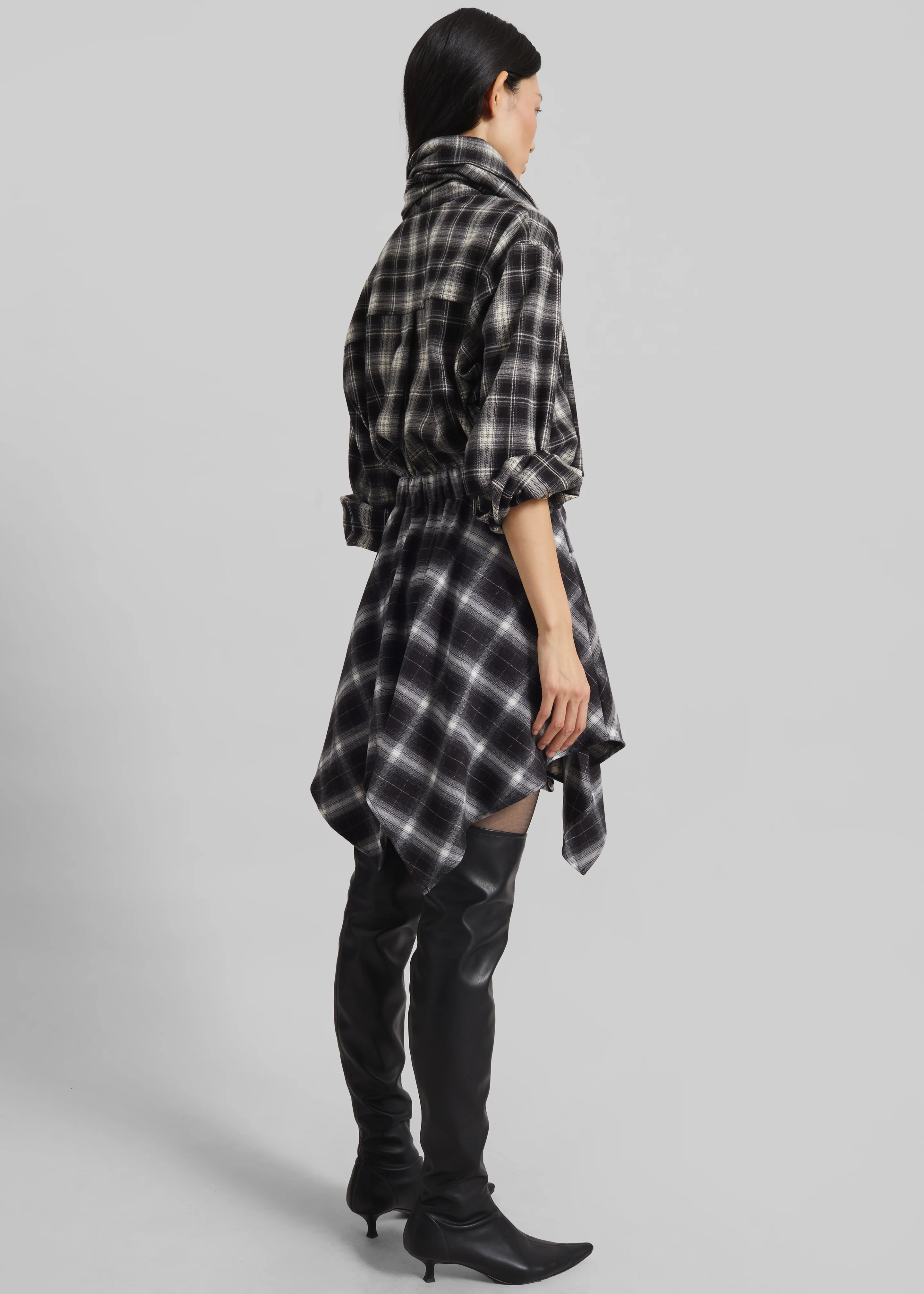 Rue Scarf Shirt - Black Plaid - Image 9