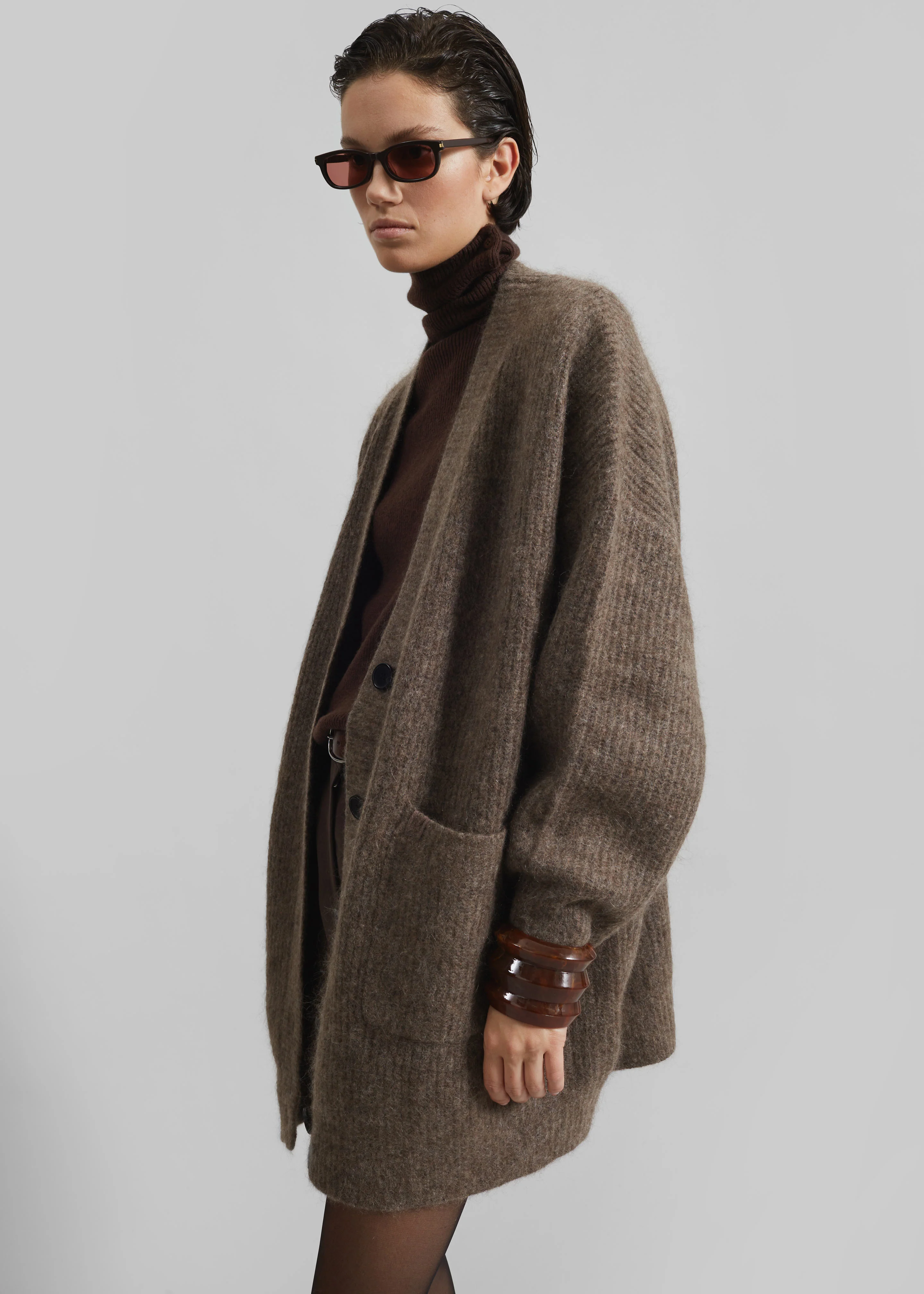 Ruhr Oversized Mohair Cardigan - Brown - Image 6