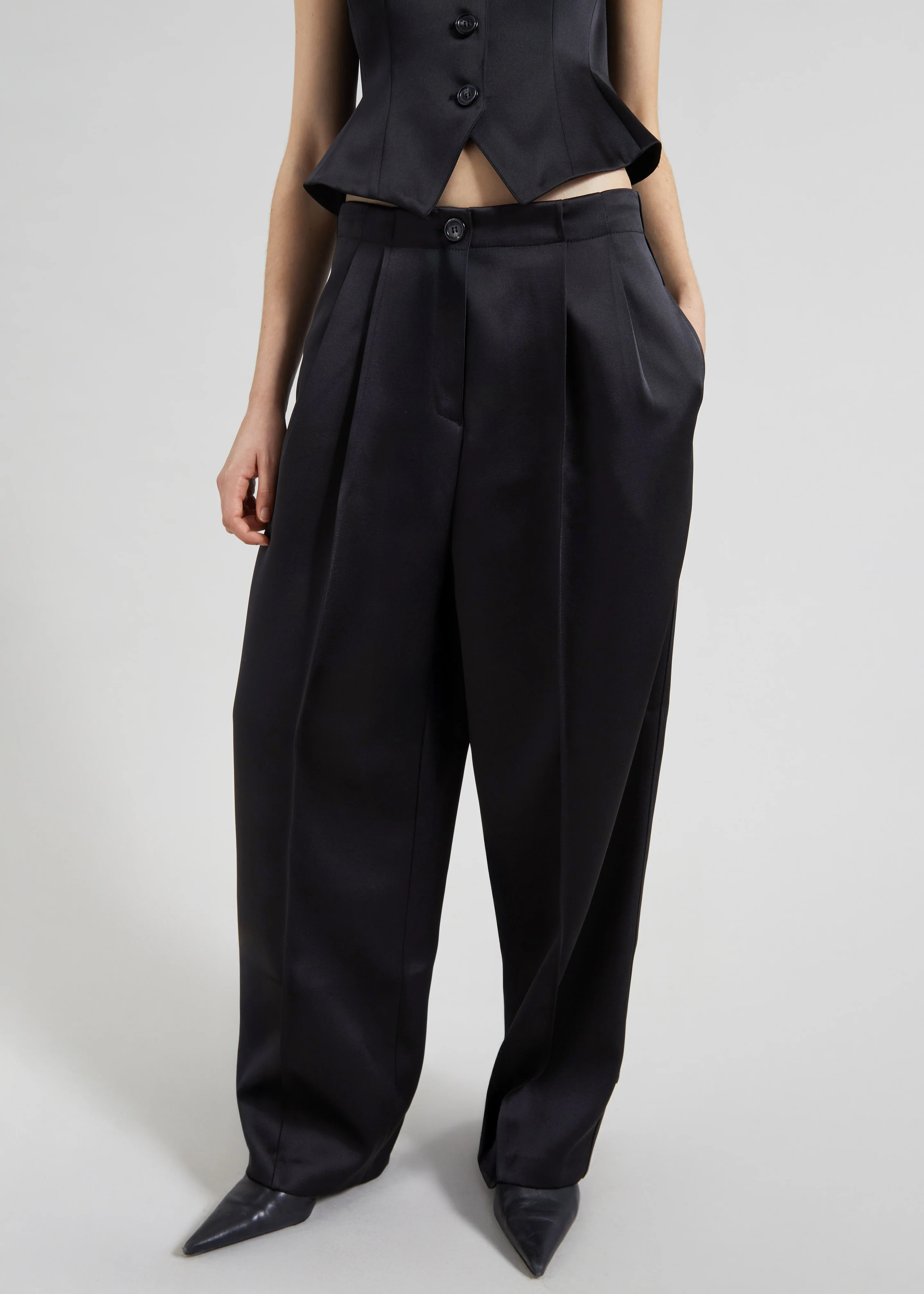 Rui Satin Trousers - Black - Image 5