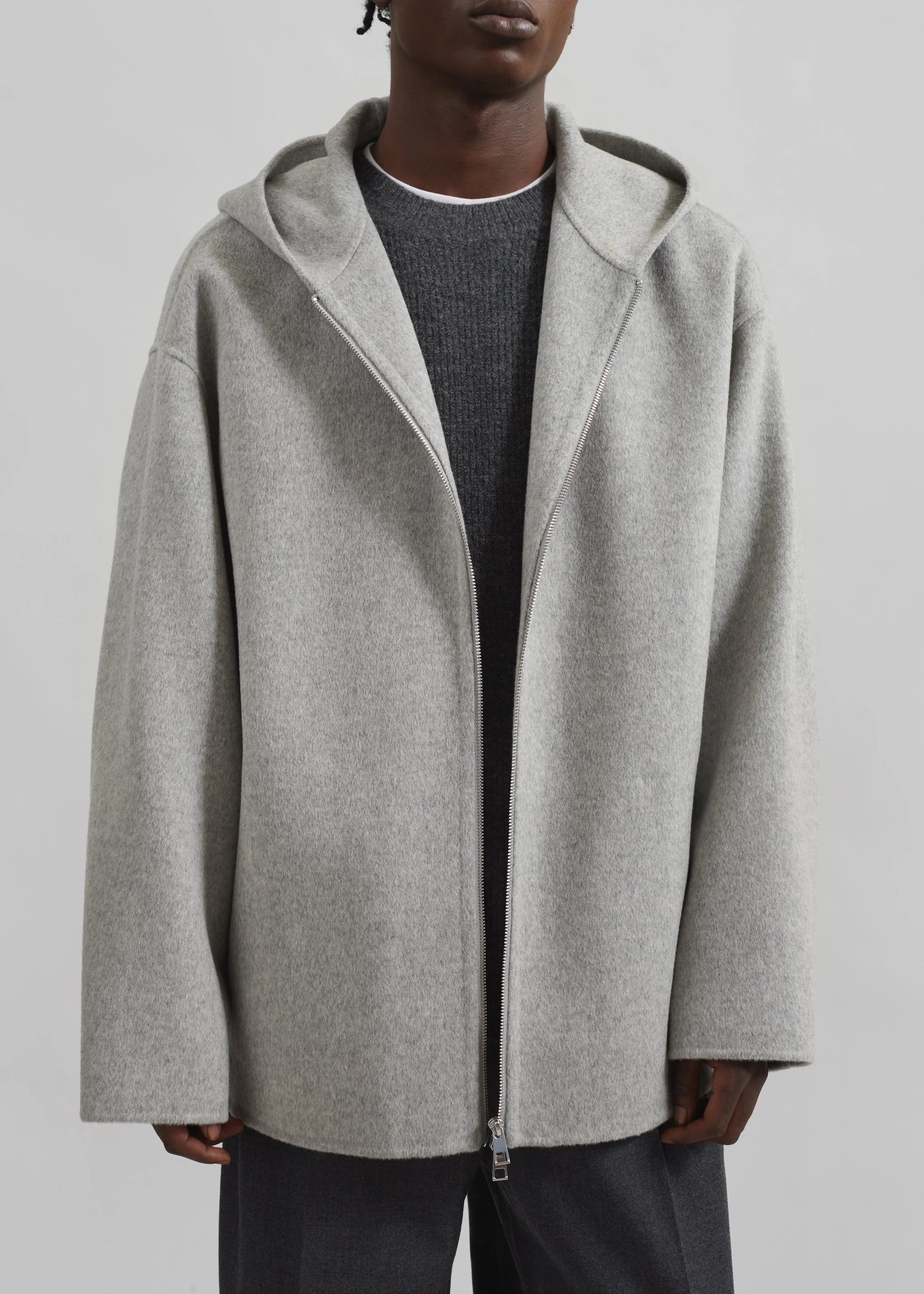 Rye Hooded Wool Jacket - Grey Melange - Image 2