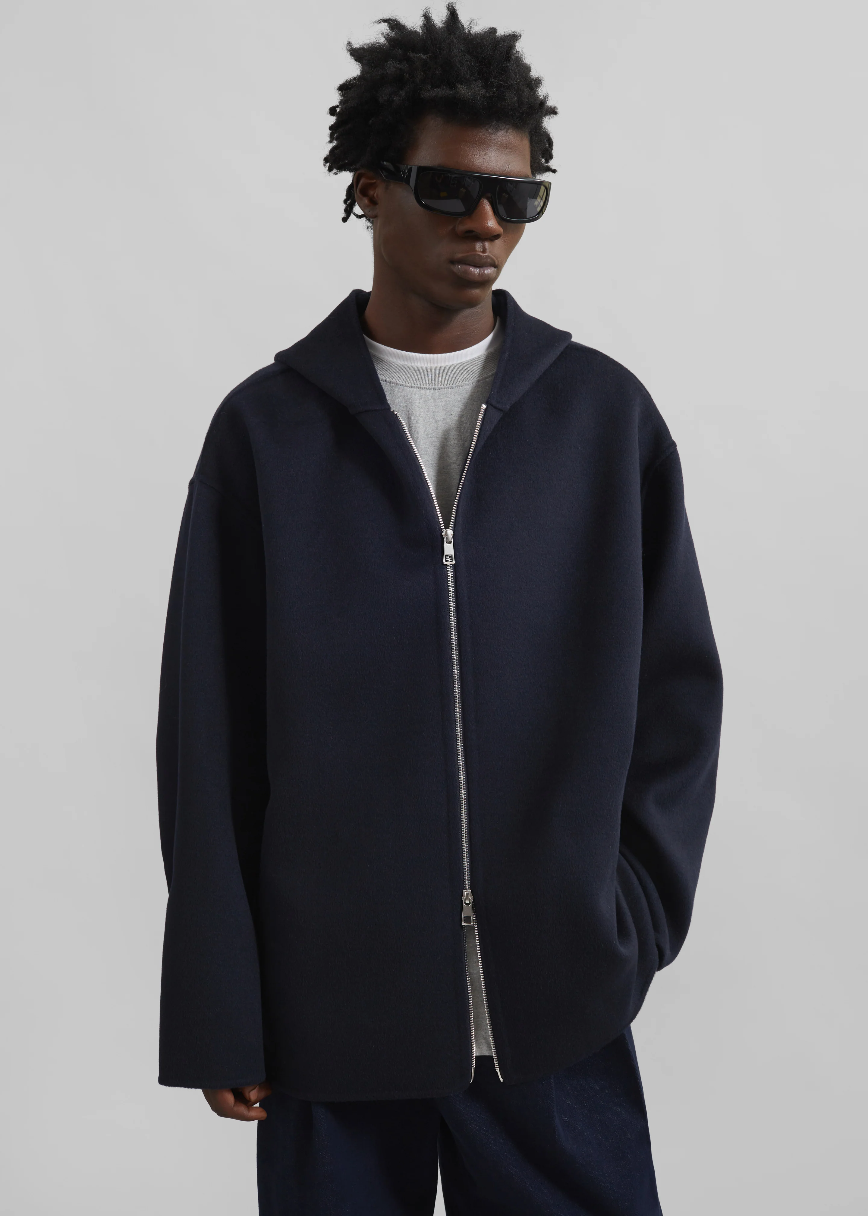 Rye Hooded Wool Jacket - Navy - Image 4