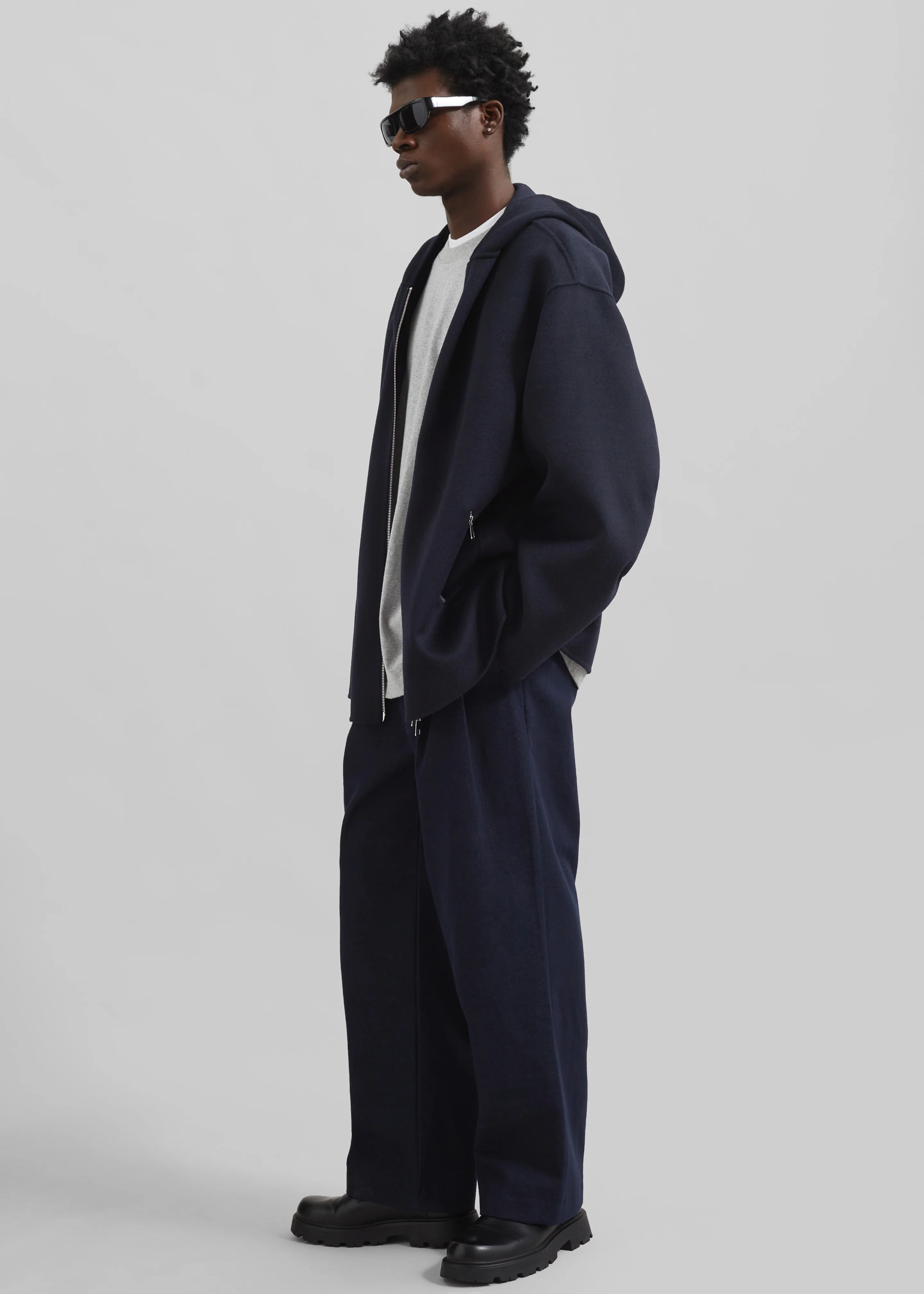 Rye Hooded Wool Jacket - Navy - Image 6