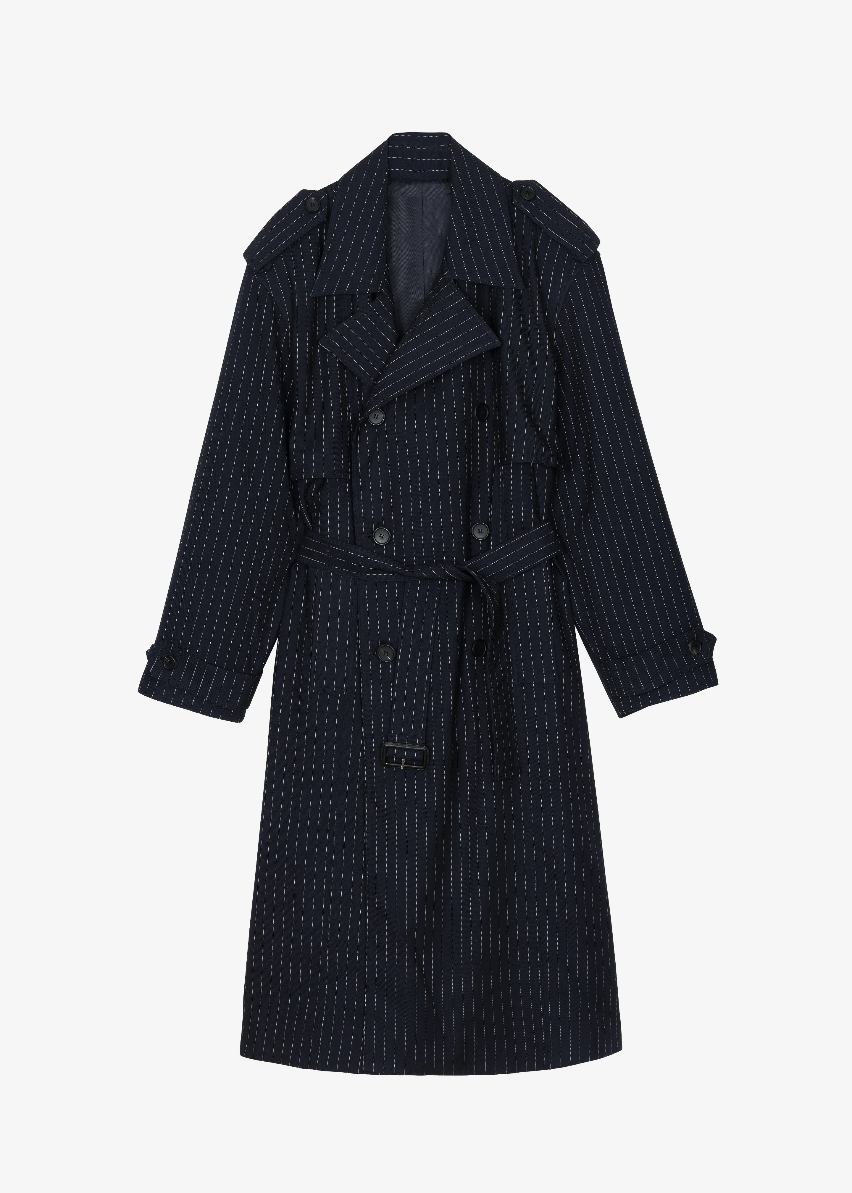 Salford Pinstripe Trench - Navy - Image 7
