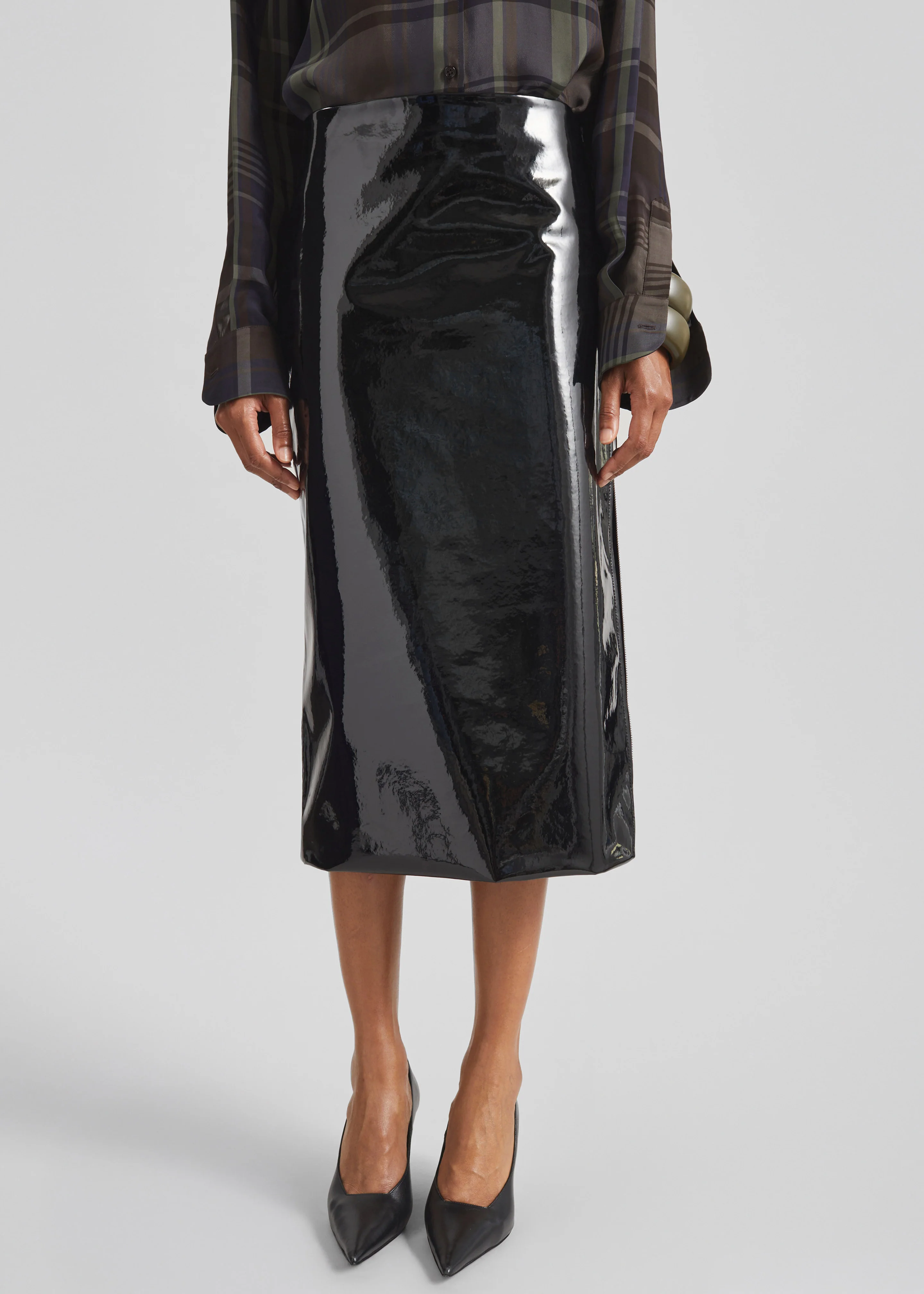 Samantha Patent Zip Skirt - Black - Image 3