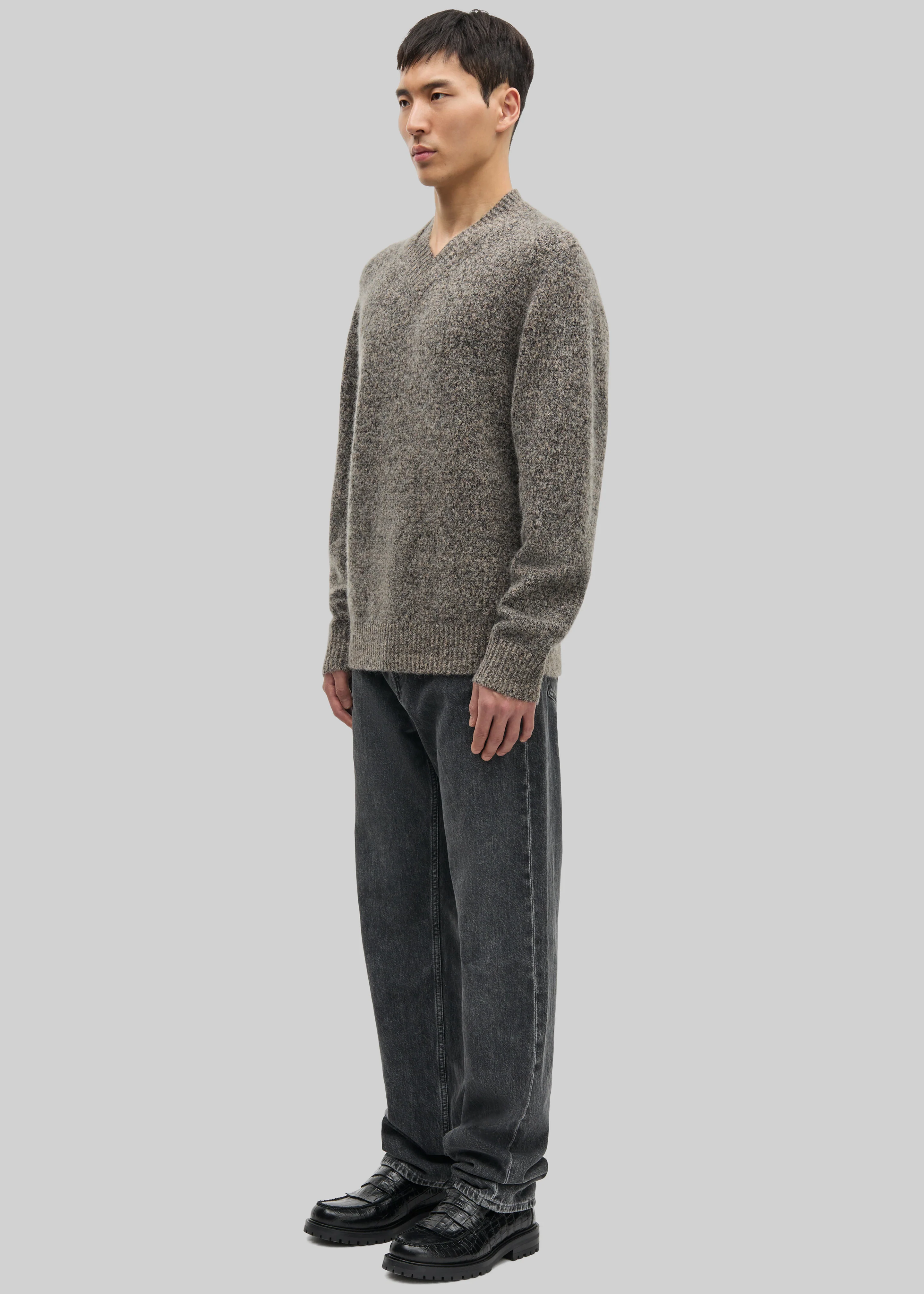 Samsøe Samsøe Safloyd V-Neck Sweater - Fossil Melange - Image 5