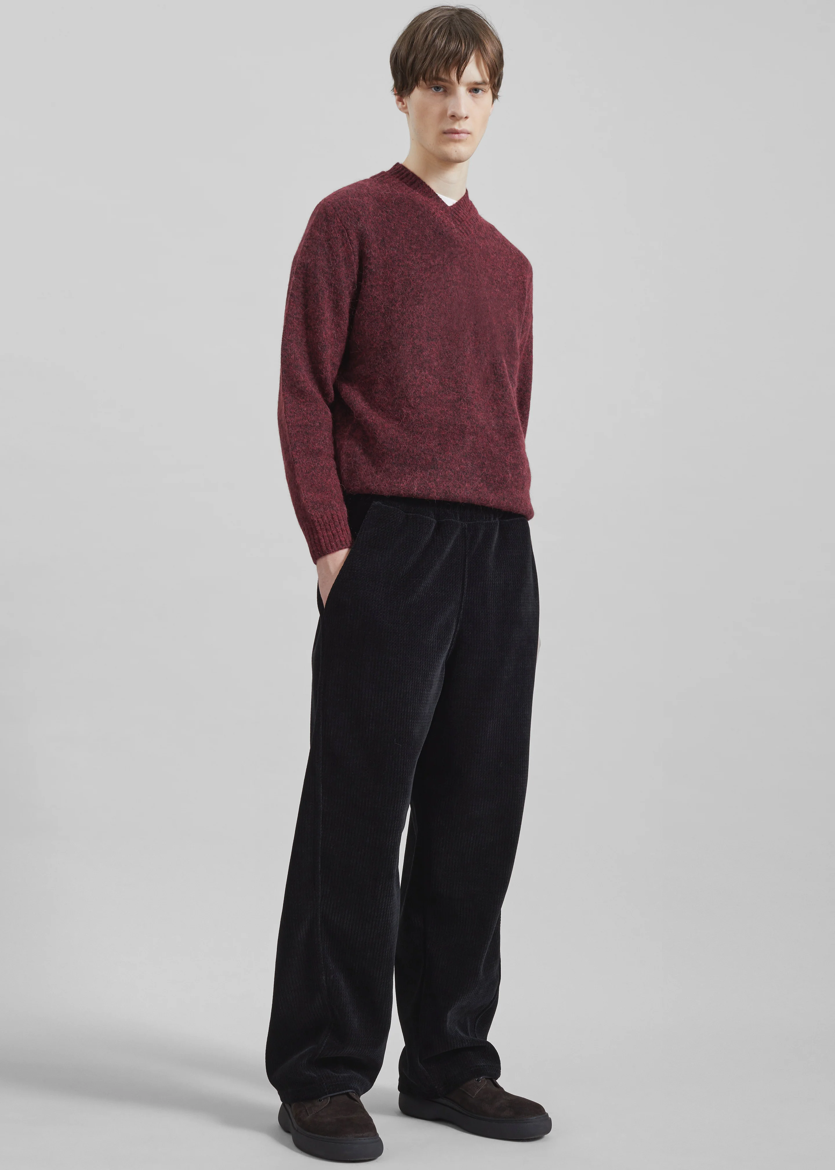 Samsøe Samsøe Safloyd V-Neck Sweater - Rum Raisin Melange - Image 2