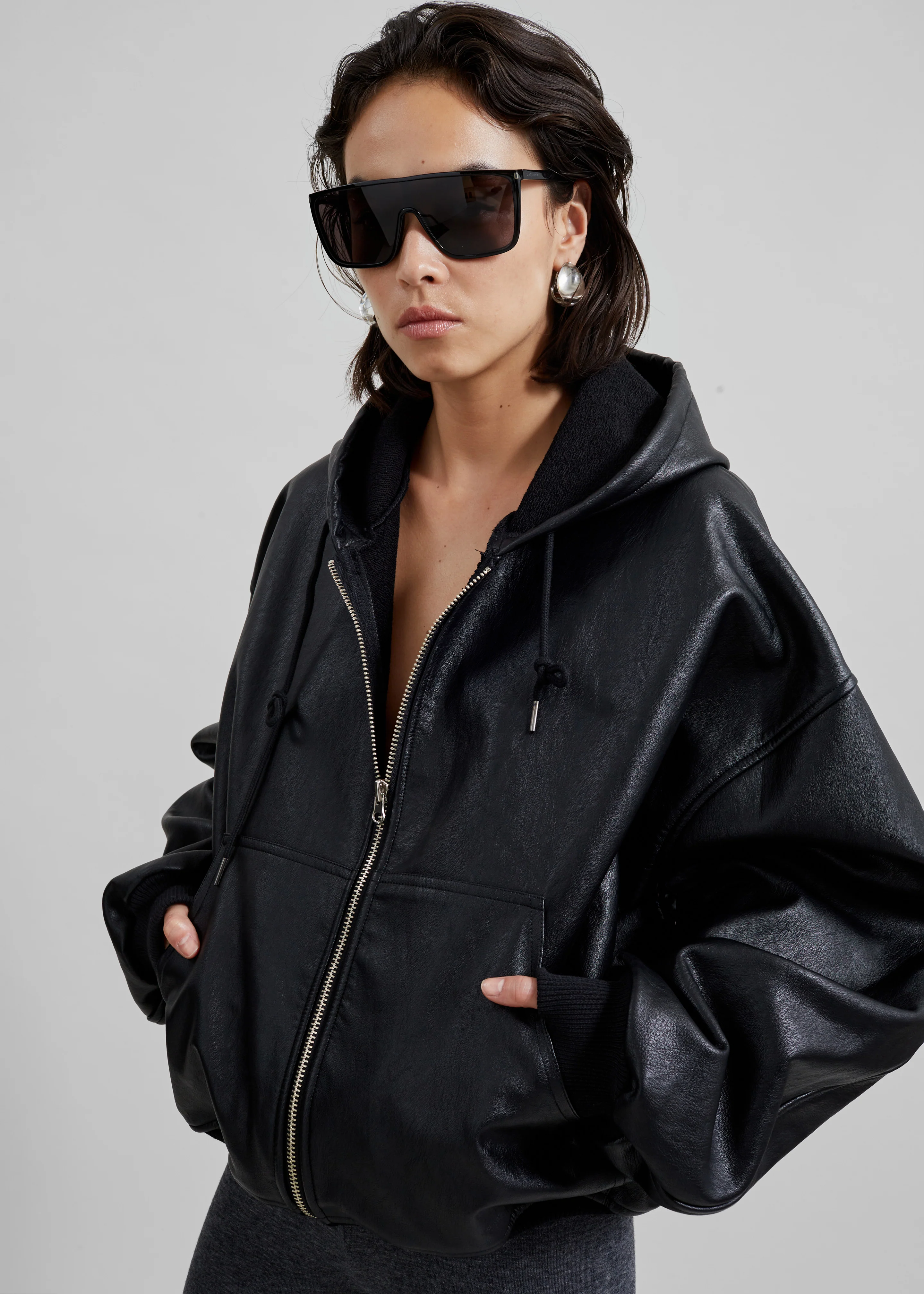 Santiago Faux Leather Jacket - Black - Image 2