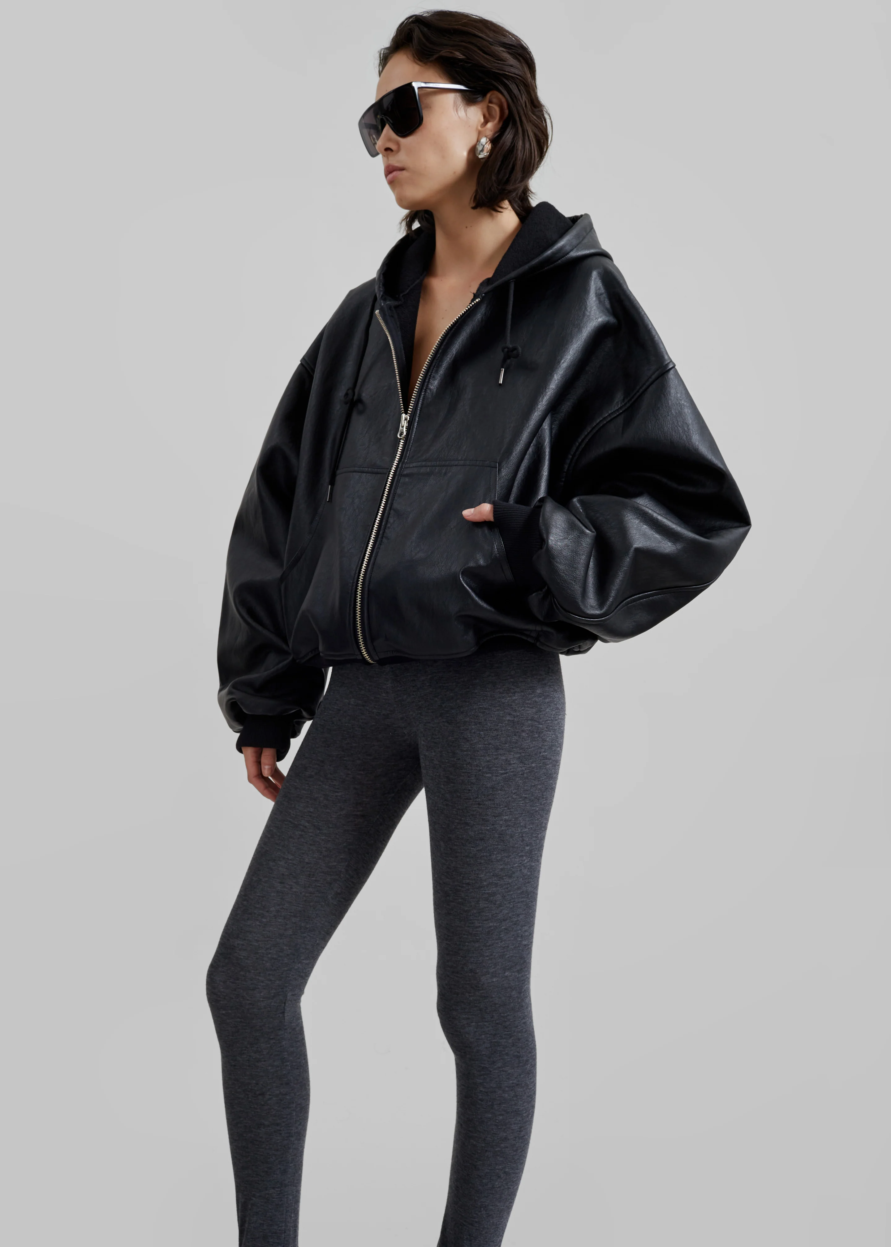 Santiago Faux Leather Jacket - Black - Image 3