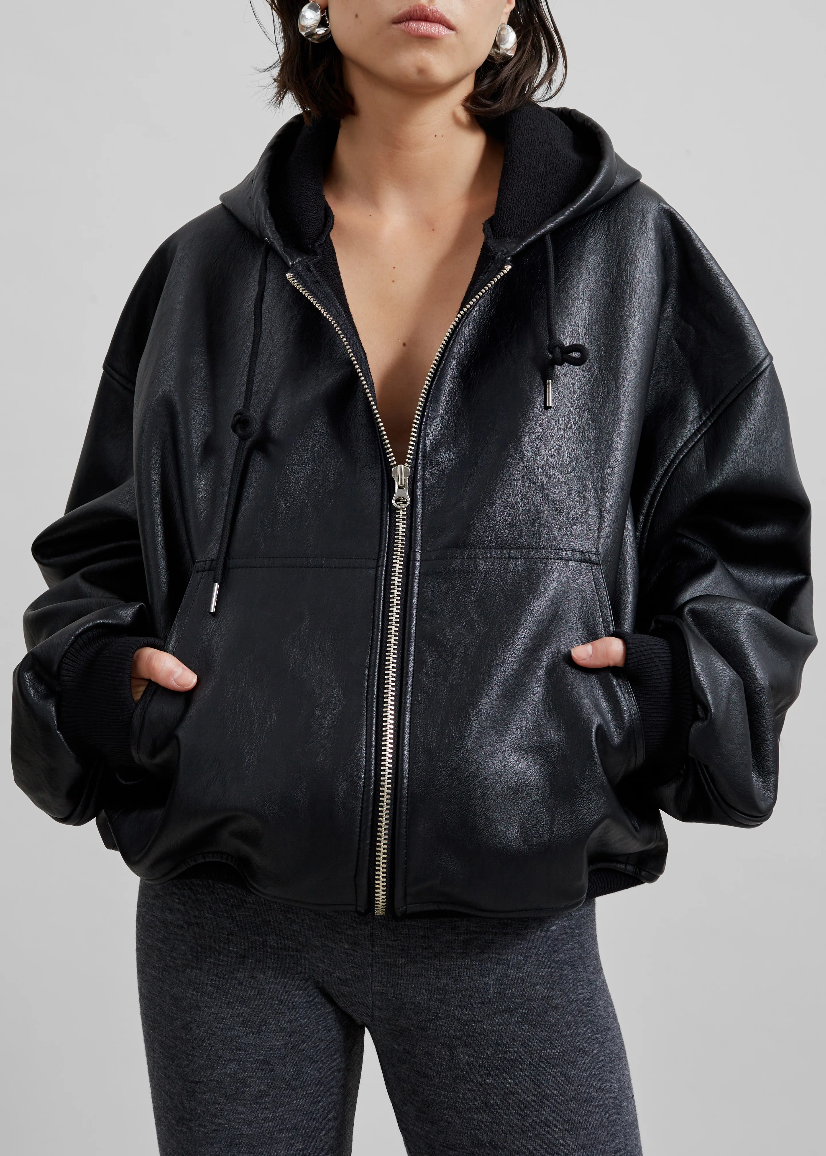 Santiago Faux Leather Jacket - Black - Image 5