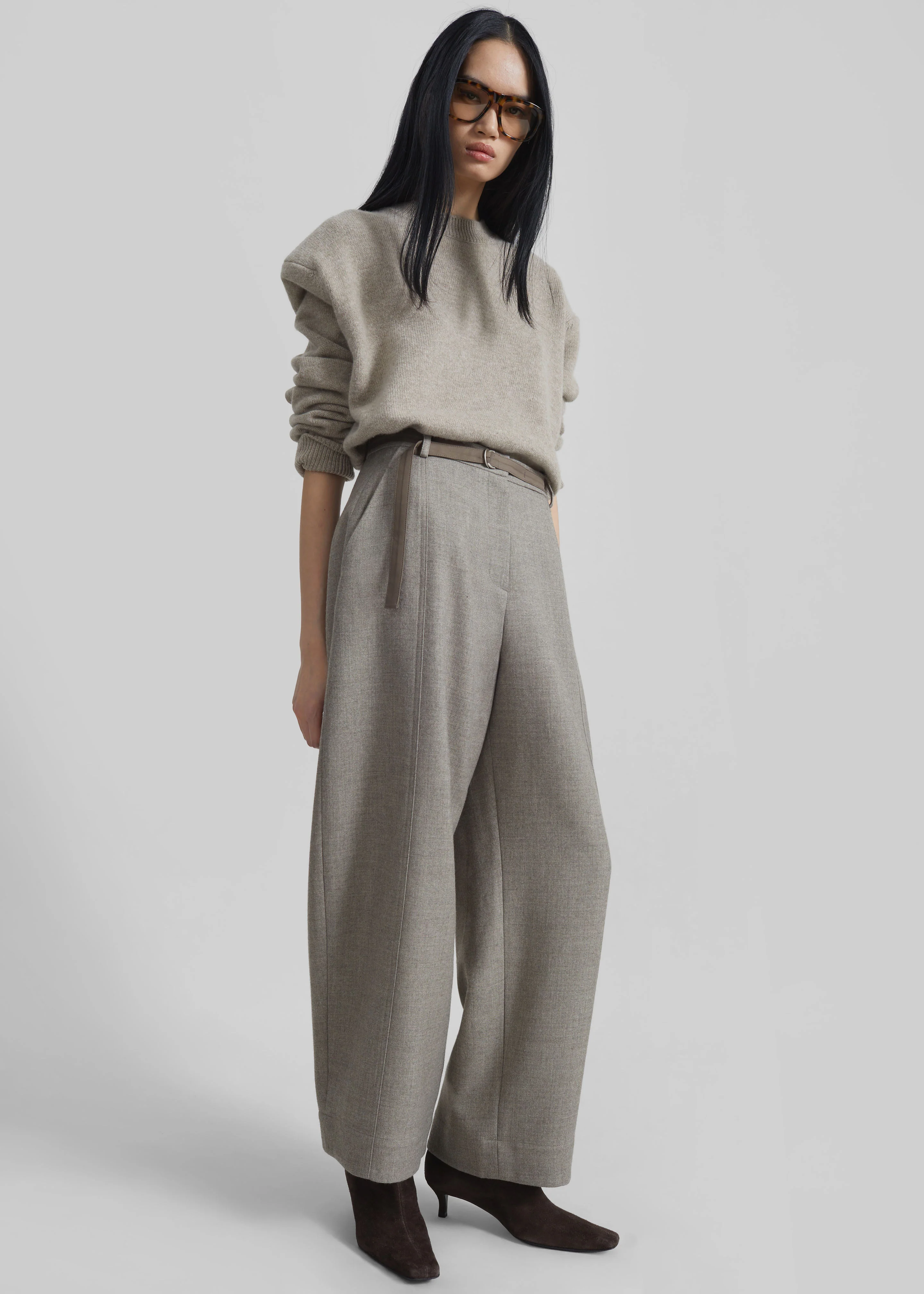 Sanve Tapered Leg Pants - Beige Melange - Image 5