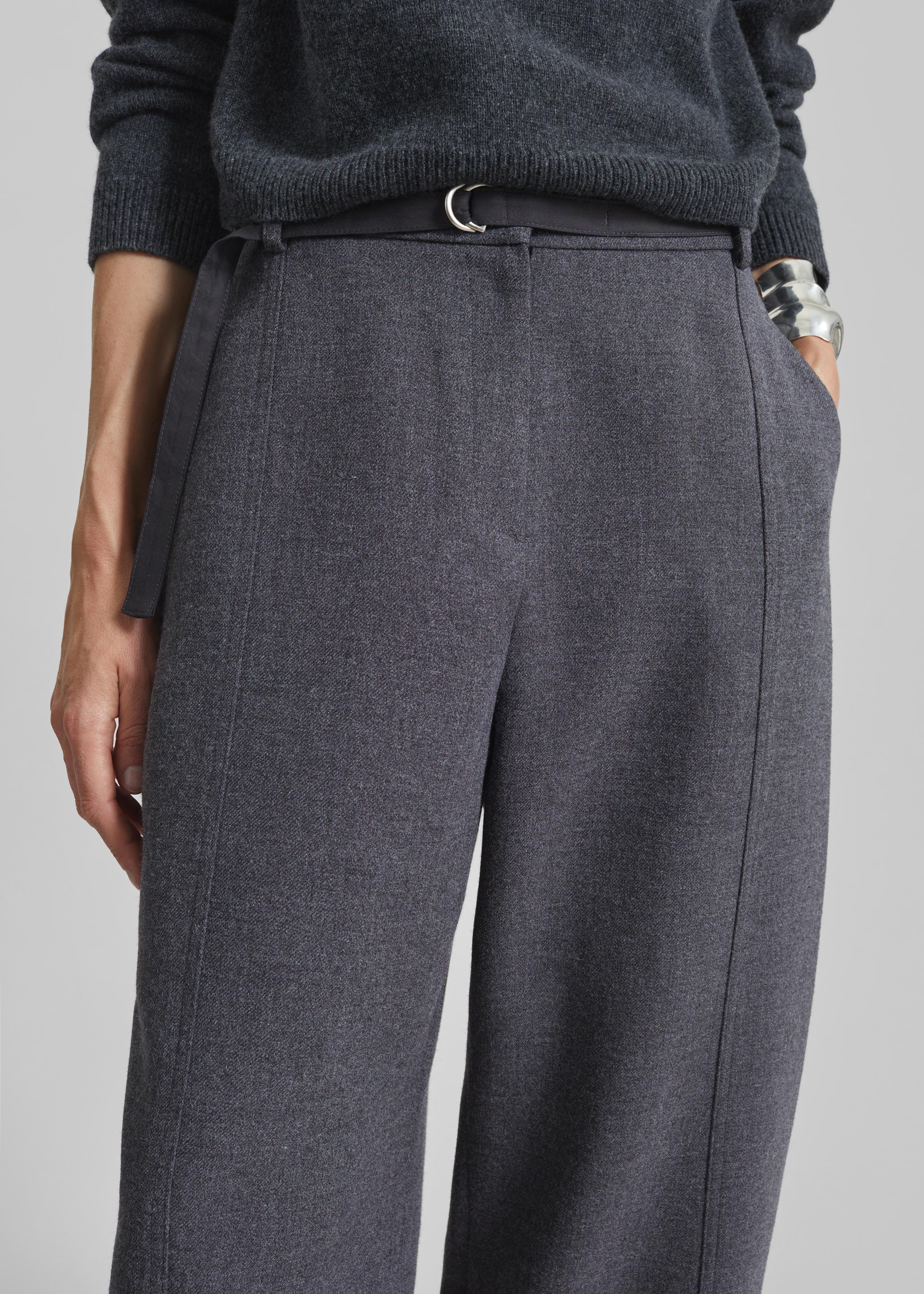 Sanve Tapered Leg Pants - Dark Grey Melange - Image 3