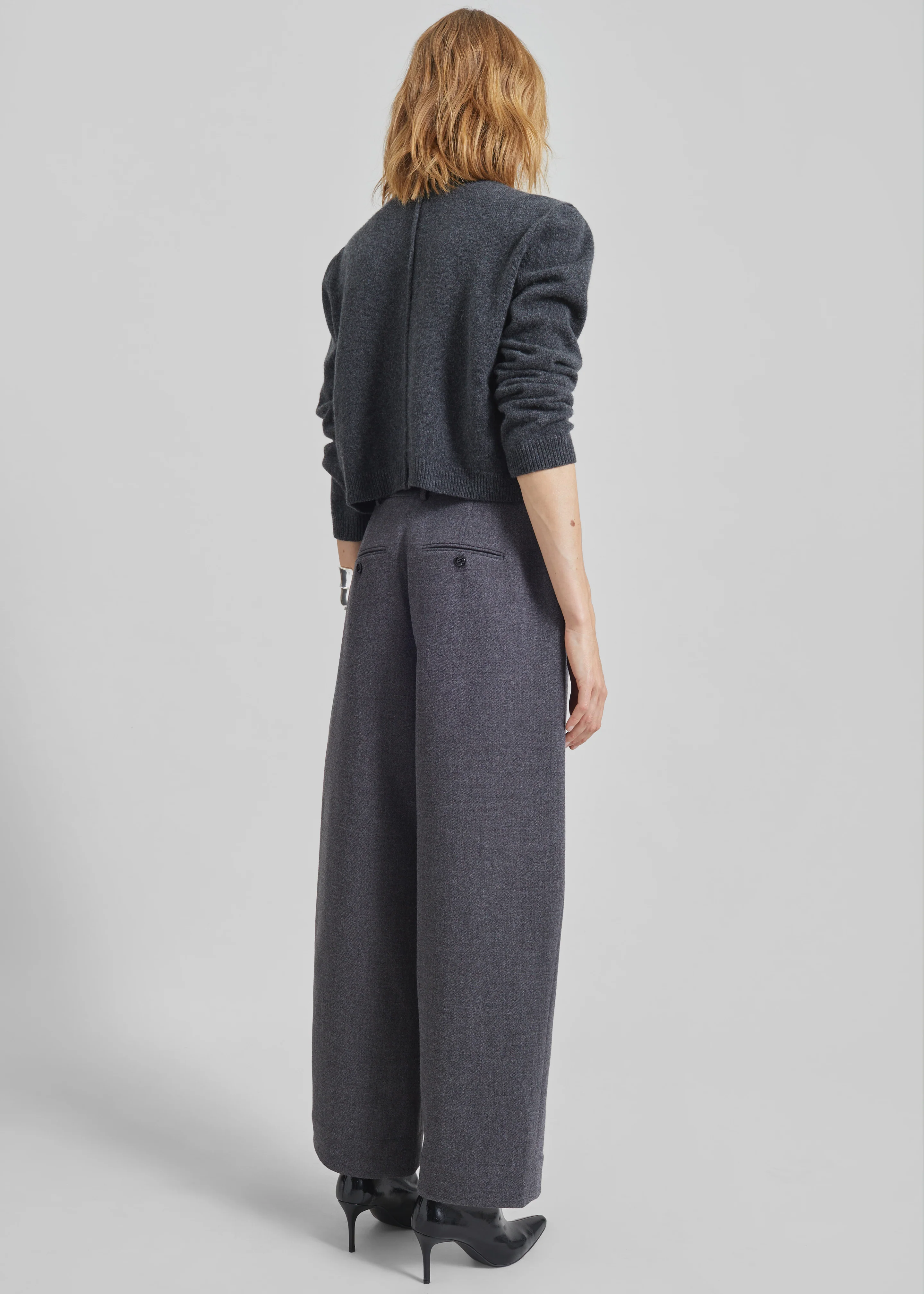 Sanve Tapered Leg Pants - Dark Grey Melange - Image 7