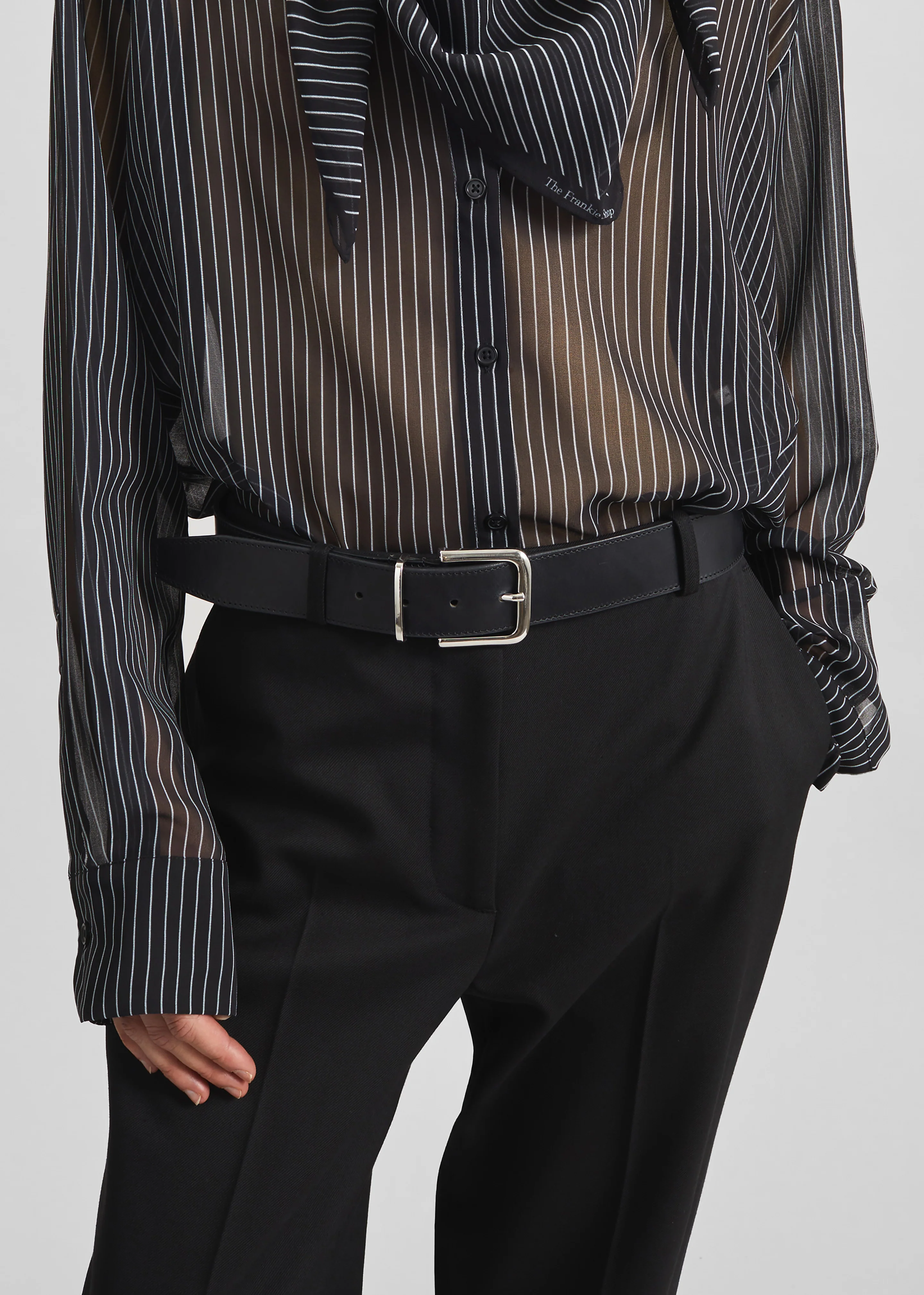Sarno Leather Belt - Black/Silver - Image 2