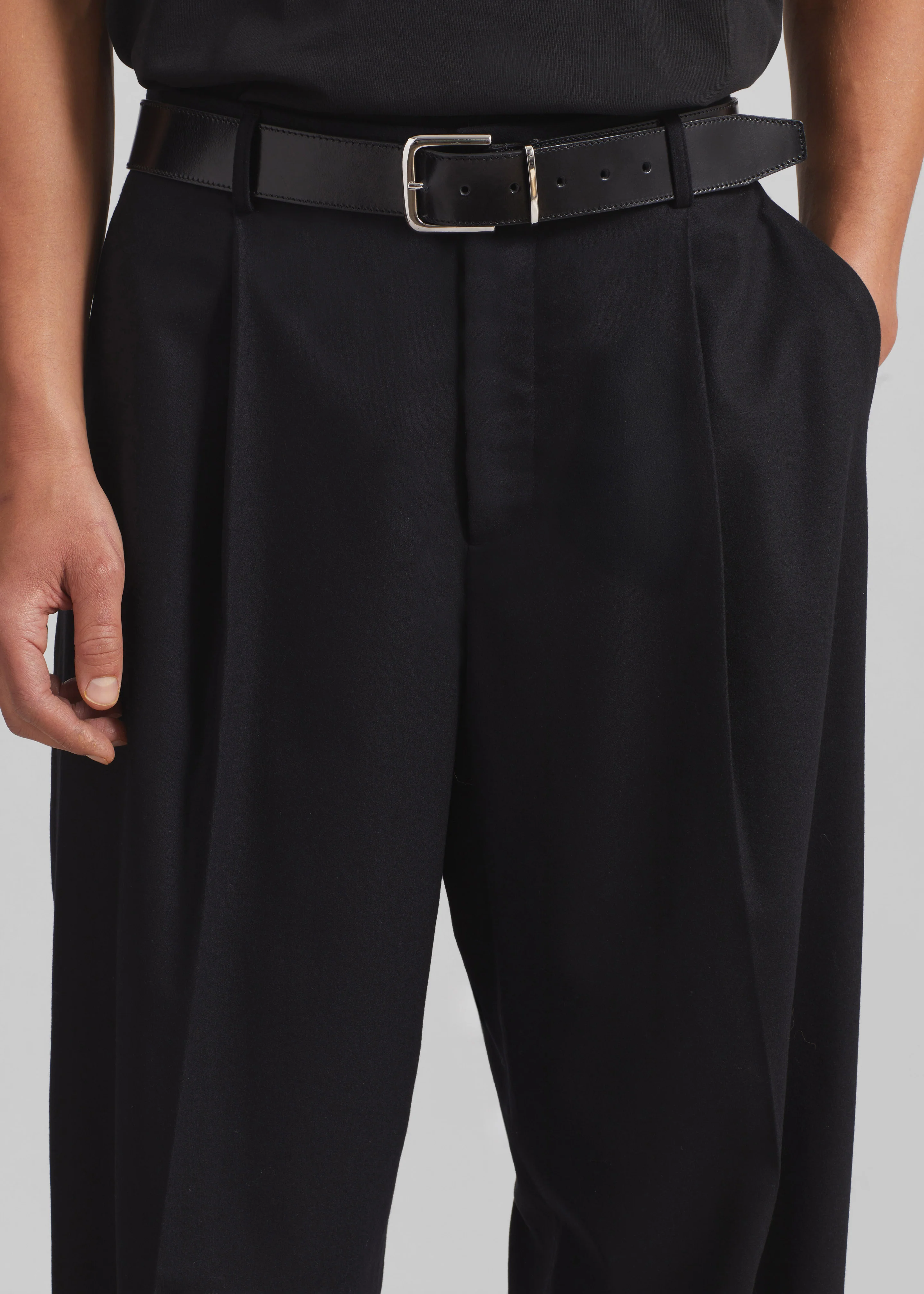 Sarno Leather Belt - Black/Silver - Image 5