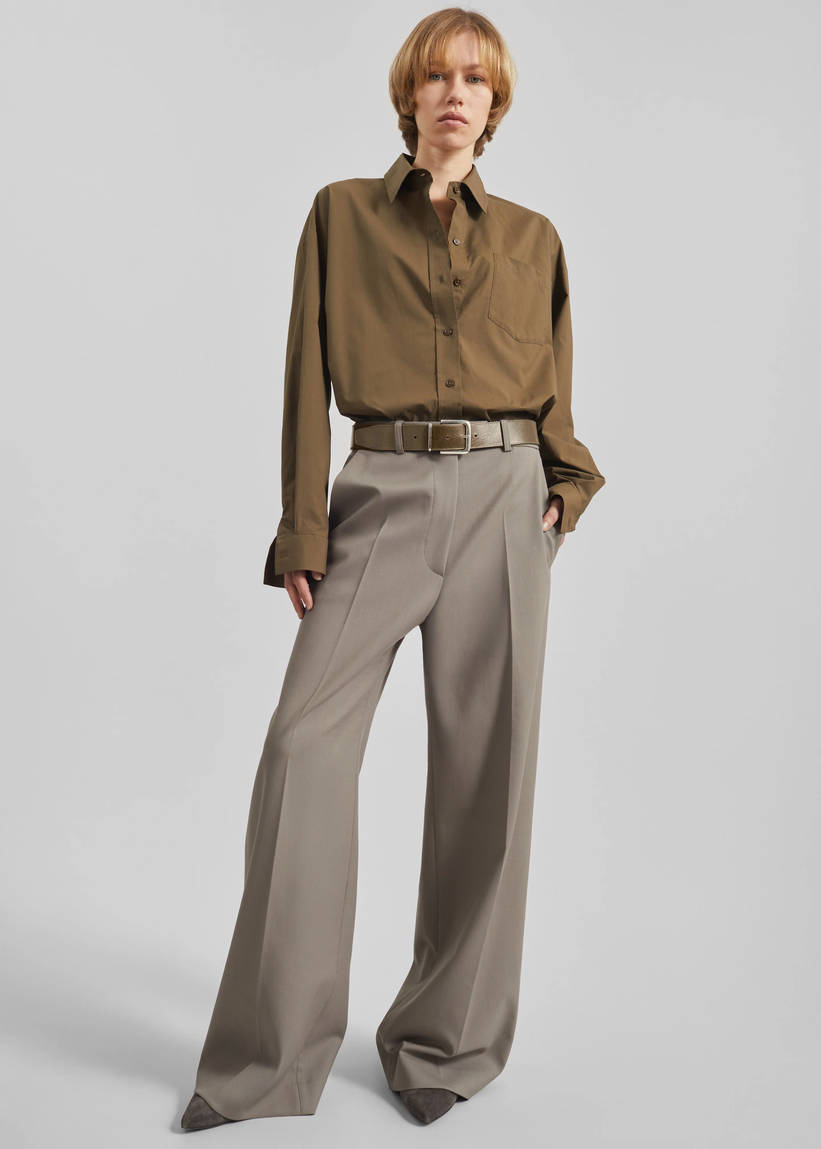 Sarno Leather Belt - Olive/Silver - Image 3