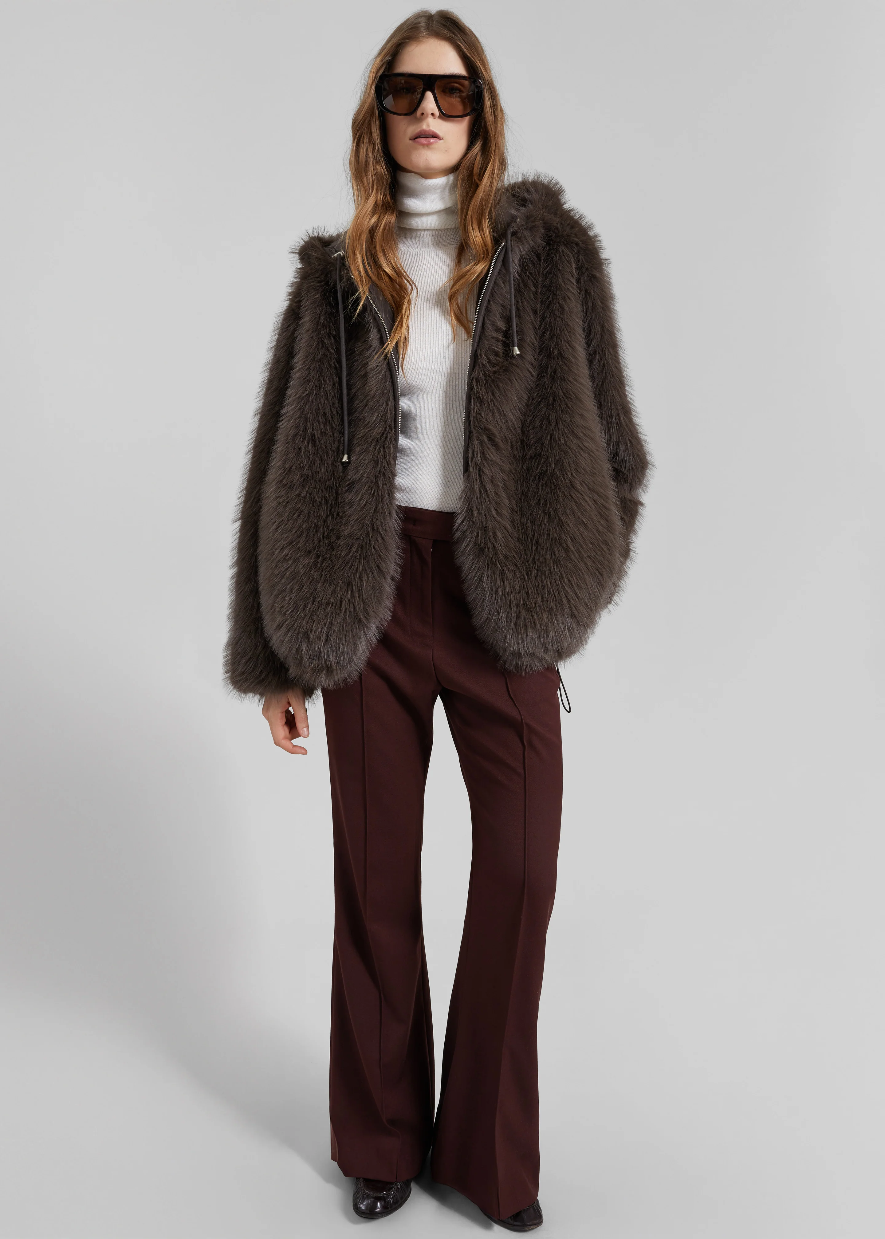 Savoie Faux Fur Hooded Jacket - Brown - Image 2