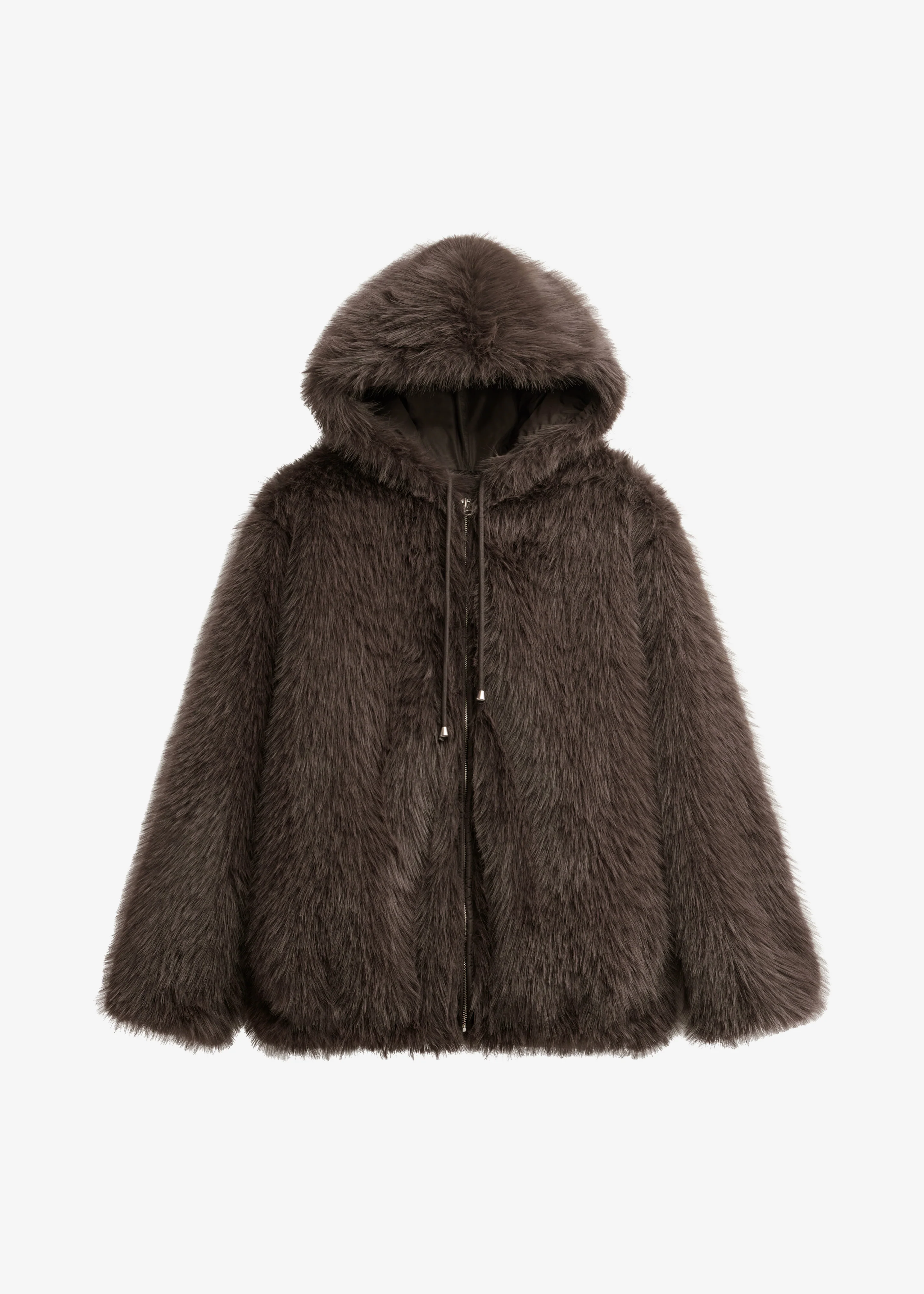 Savoie Faux Fur Hooded Jacket - Brown - Image 7