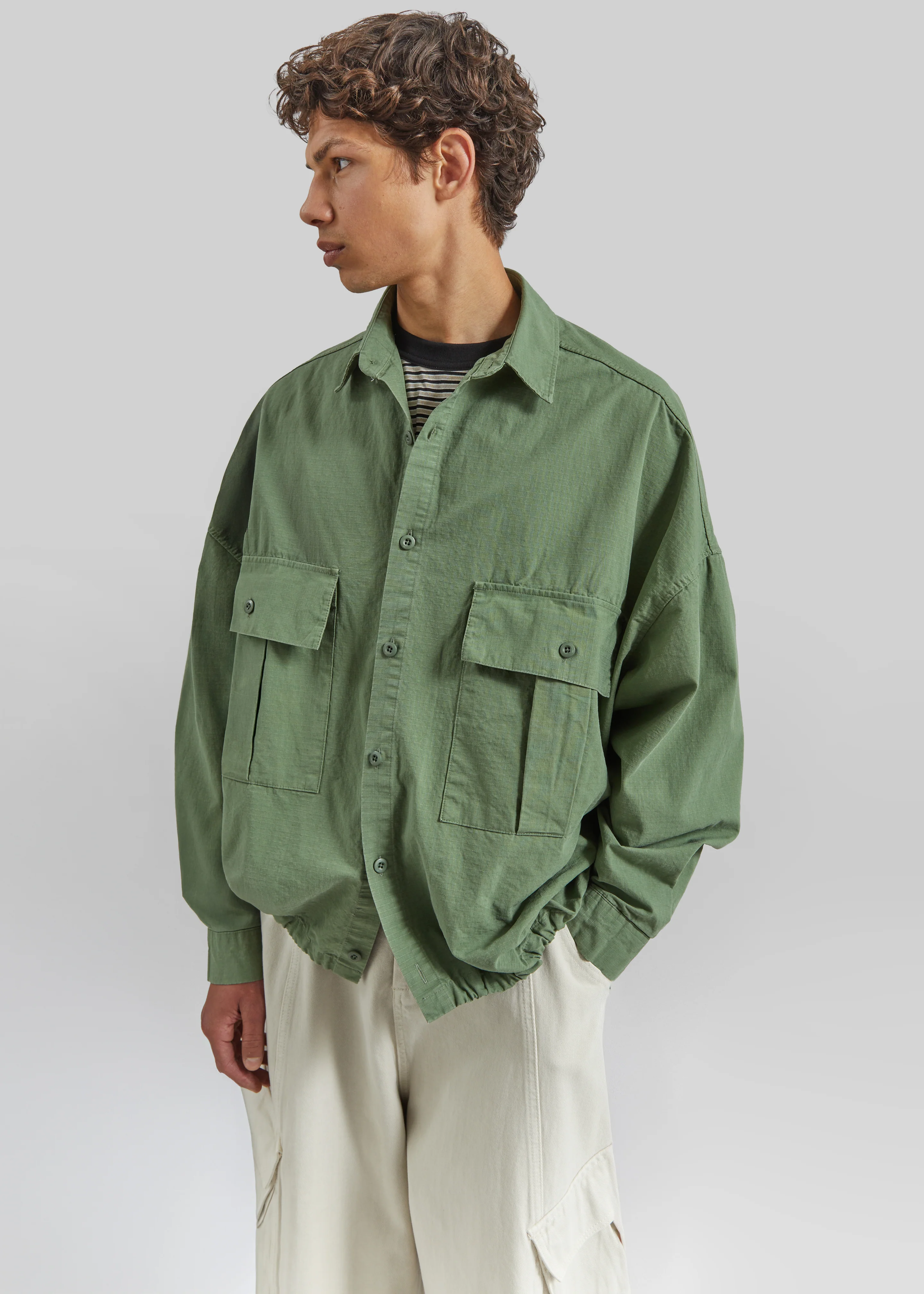 Seb Cargo Shirt - Army Green - Image 11