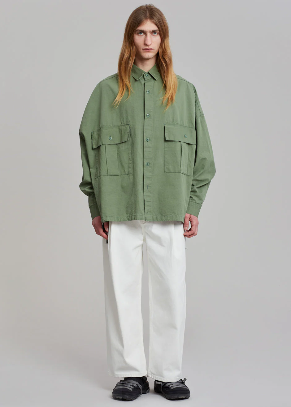 Seb Cargo Shirt - Army Green - Image 5