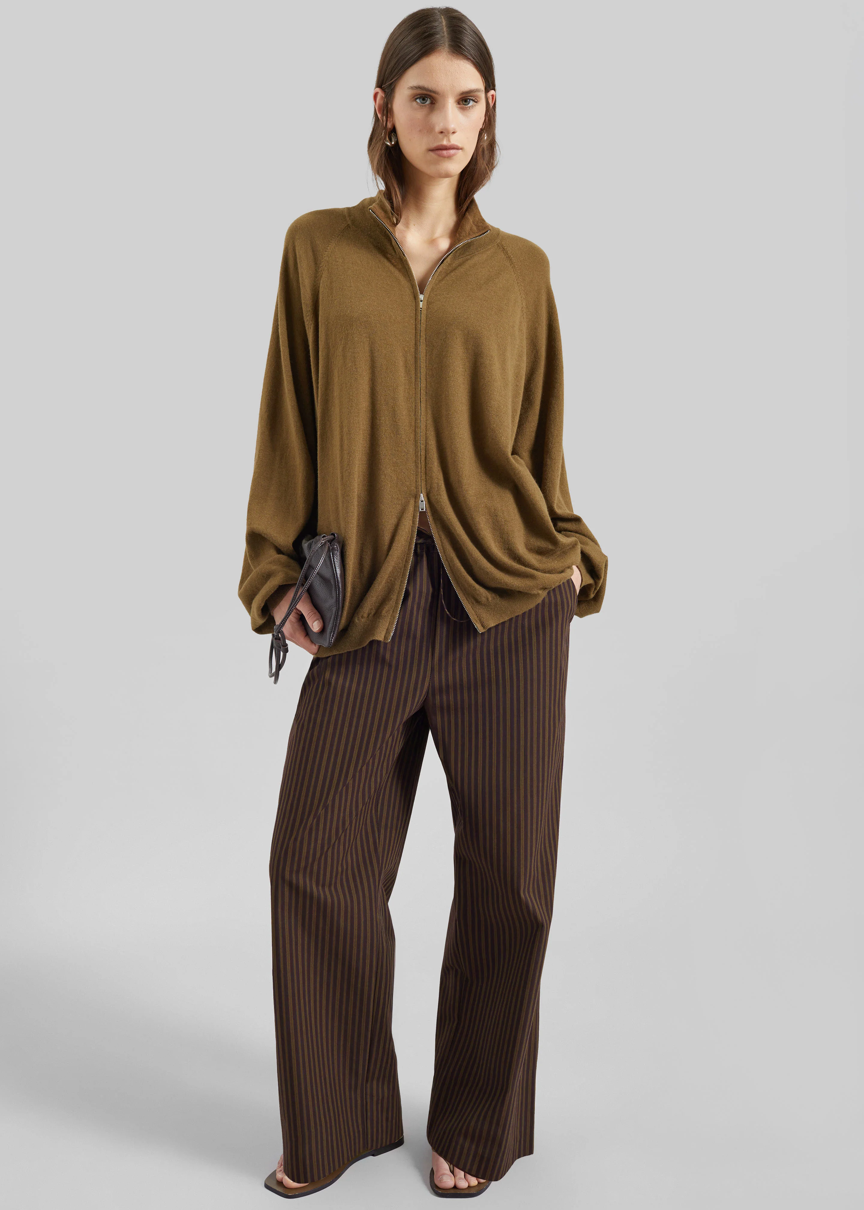 Seia Cotton Drawstring Pants - Burgundy Stripe - Image 3