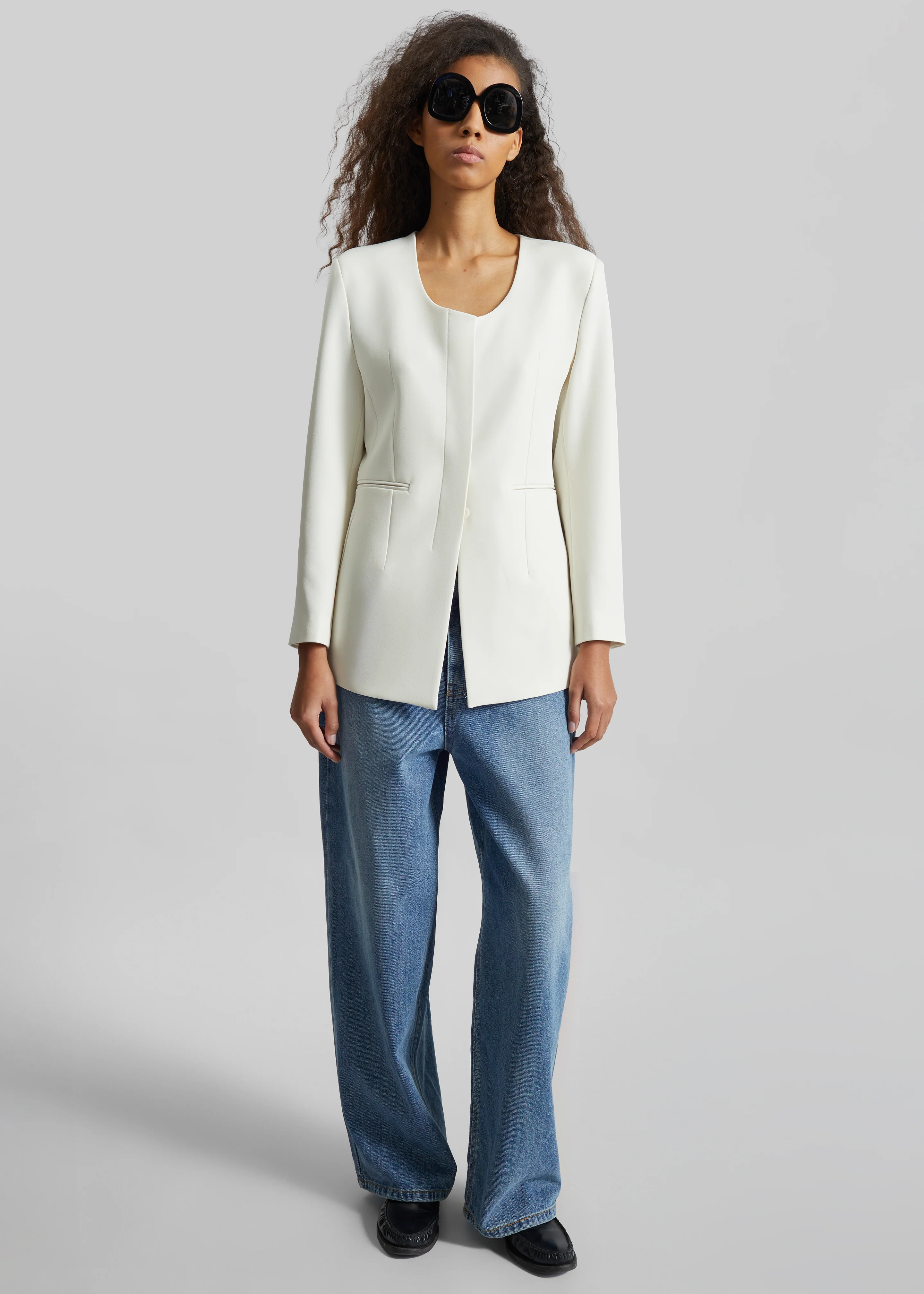 Seika Scarf Blazer - Ivory - Image 3
