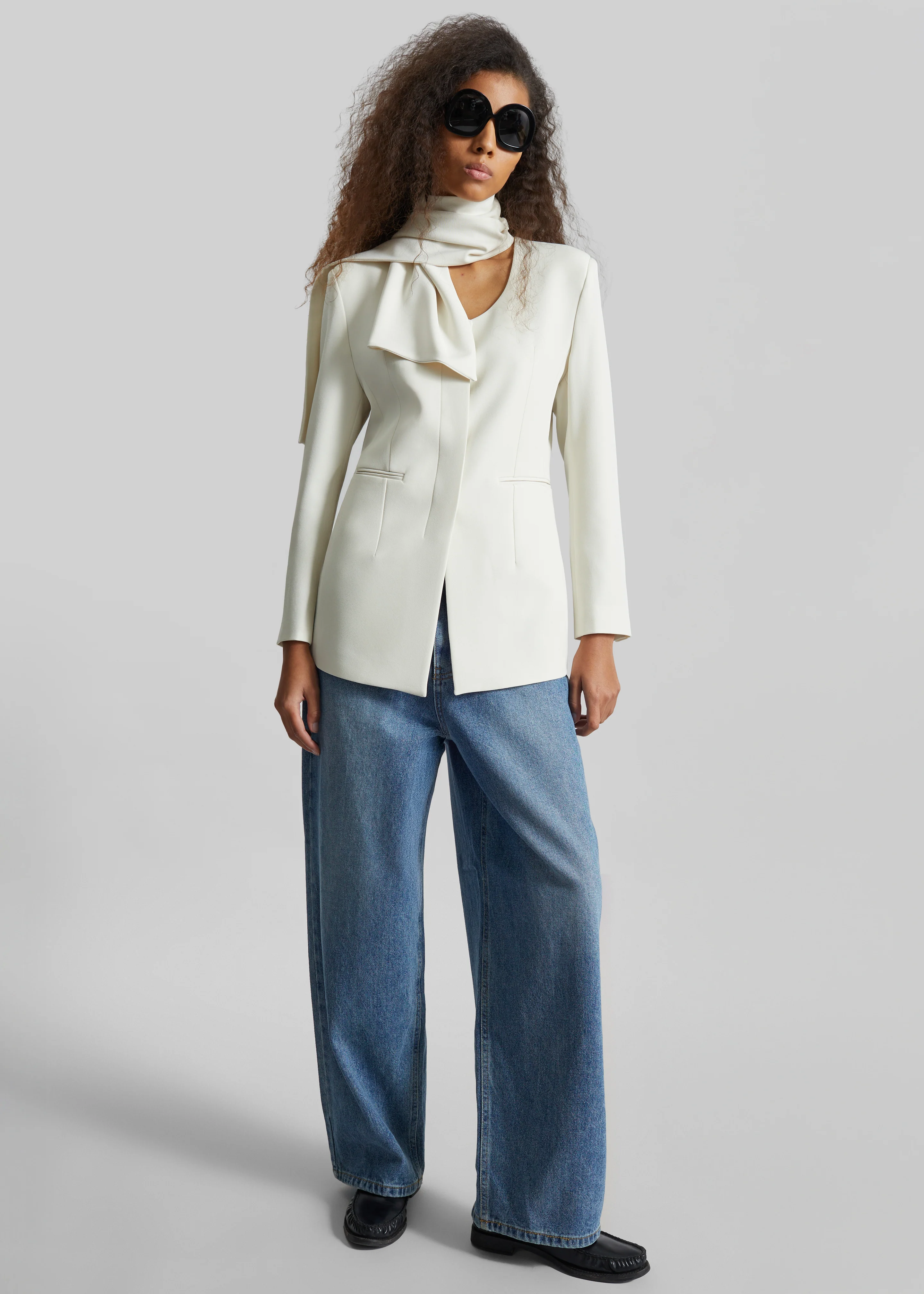 Seika Scarf Blazer - Ivory - Image 6